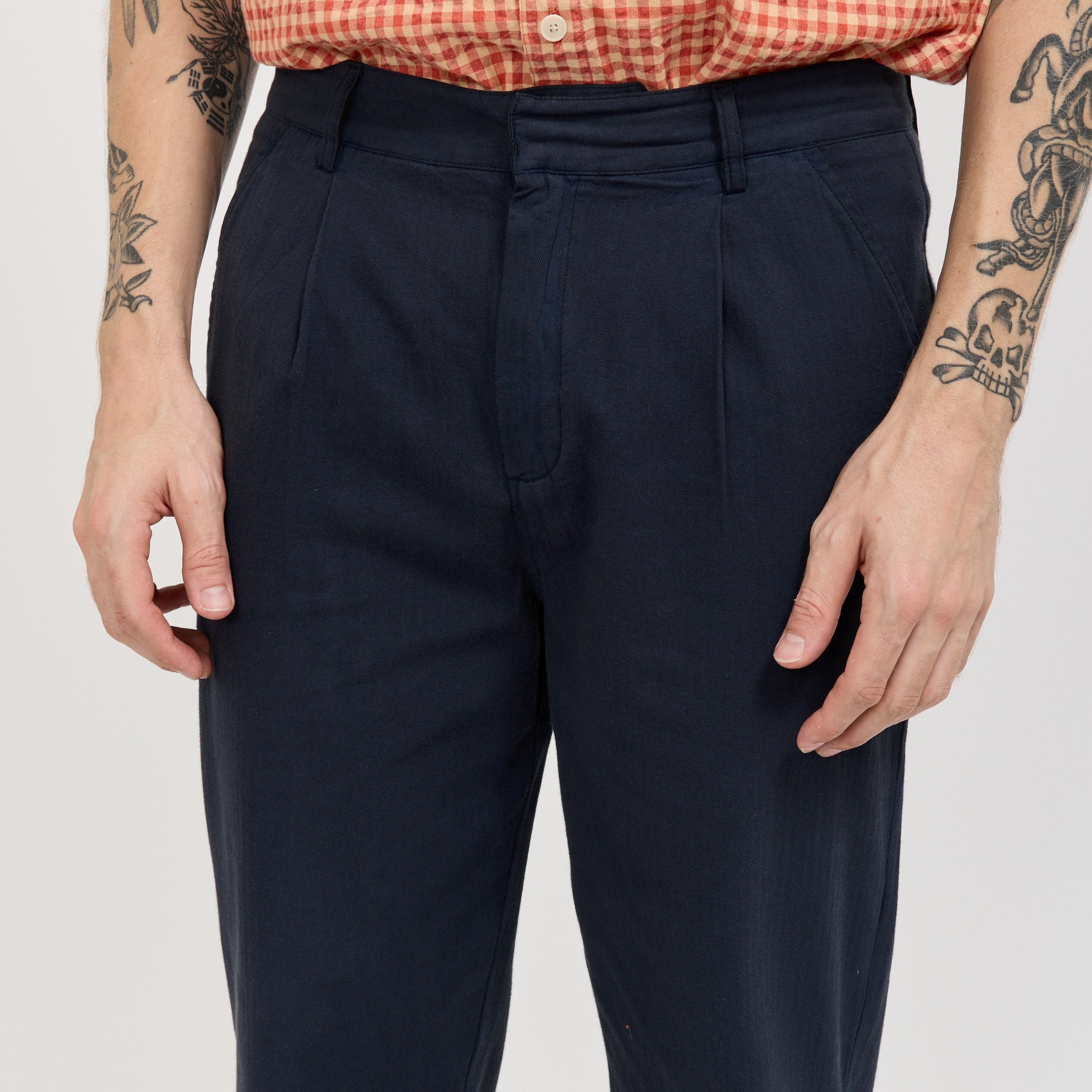 Folk | Assembly Suit Trouser Navy Herringbone | Maplestore