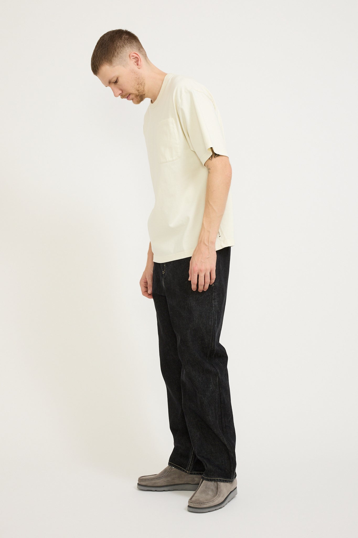 Barrel Leg Jean Black Washed Denim