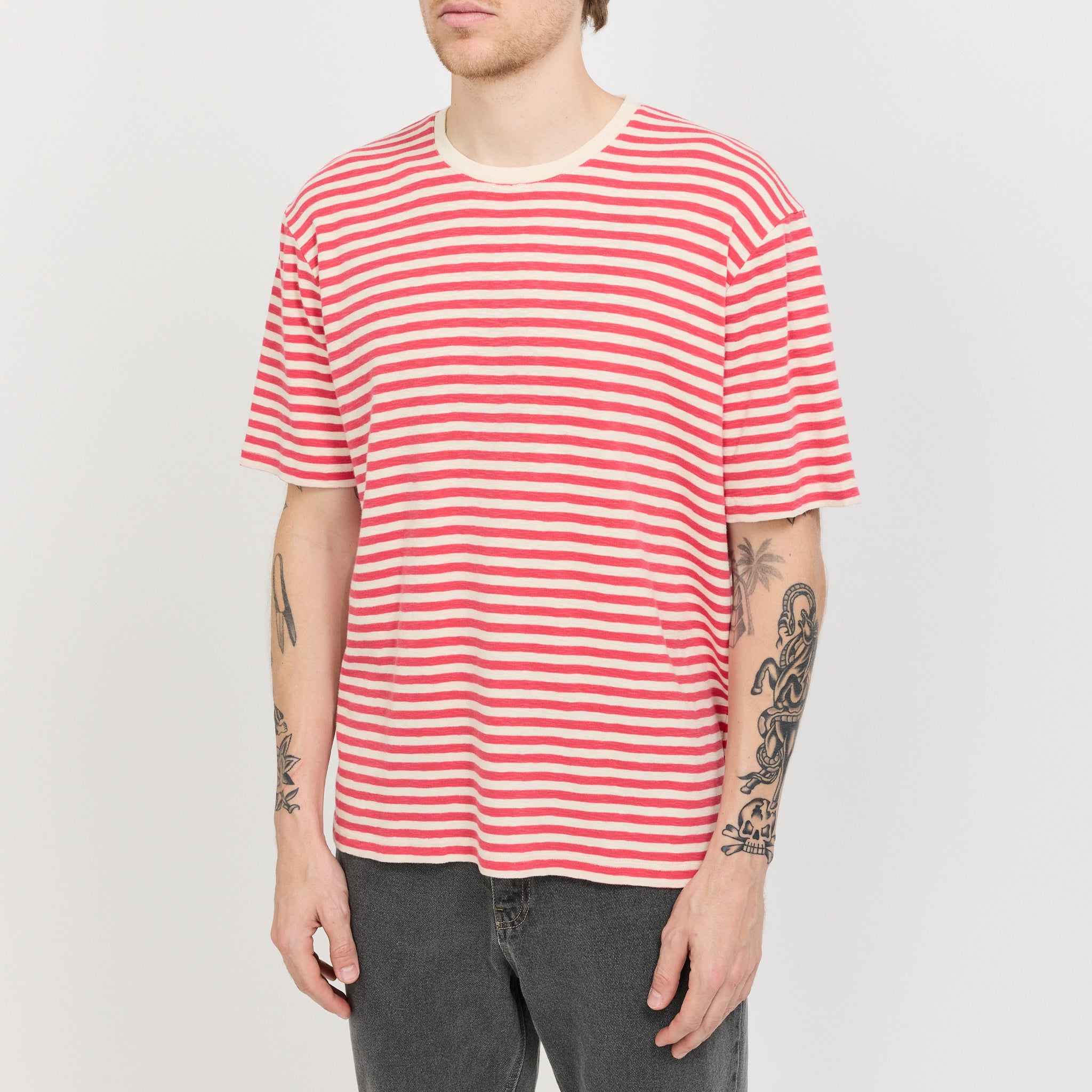 Classic Stripe Tee Raspberry