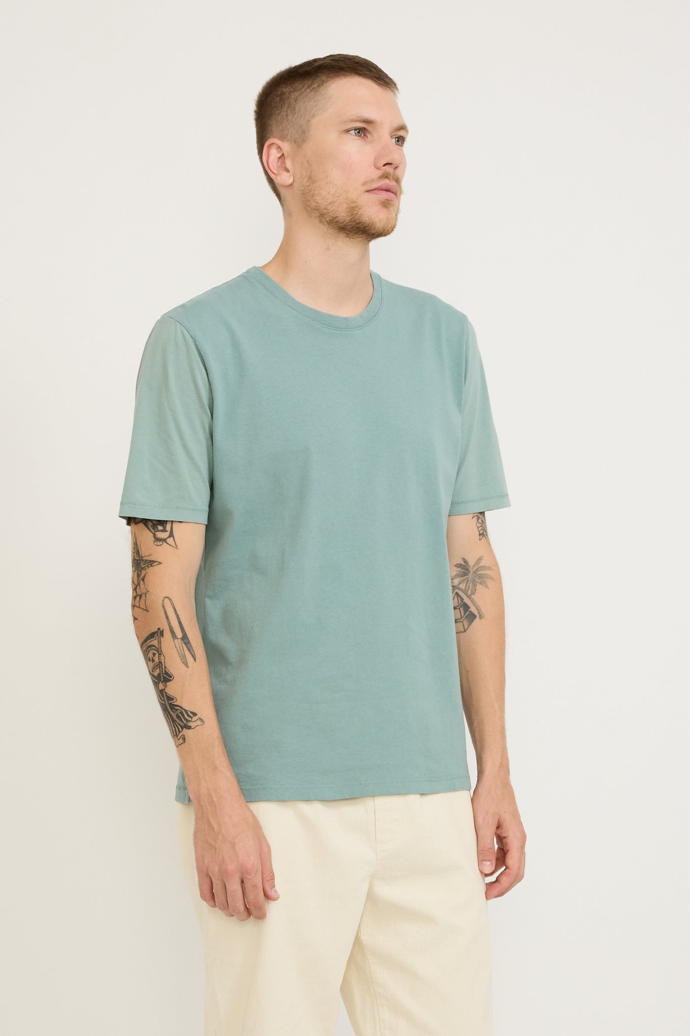 Contrast Sleeve Tee Spruce Green