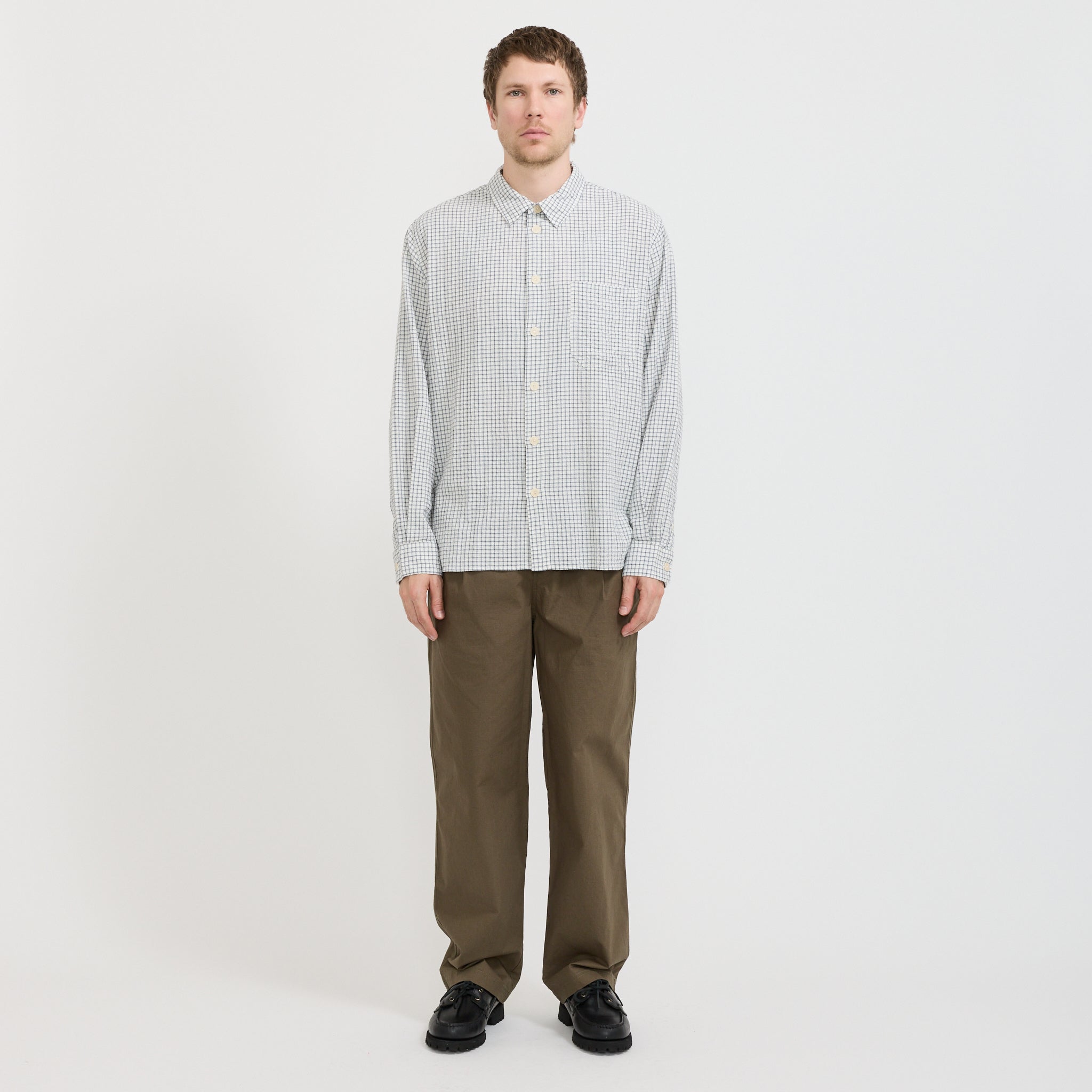 Folk | Easy Fit Shirt Soft Blue Mini Check | Maplestore