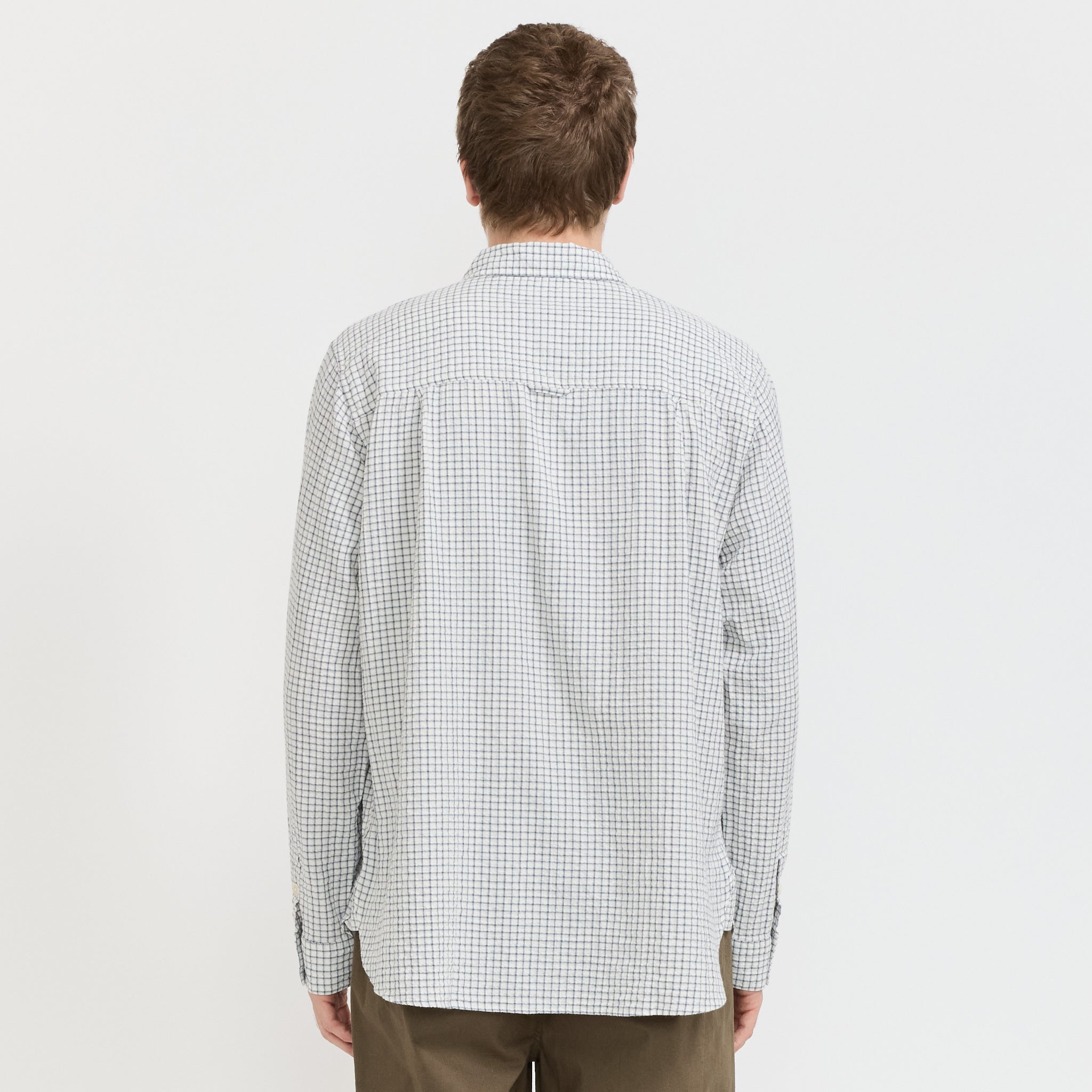 Folk | Easy Fit Shirt Soft Blue Mini Check | Maplestore