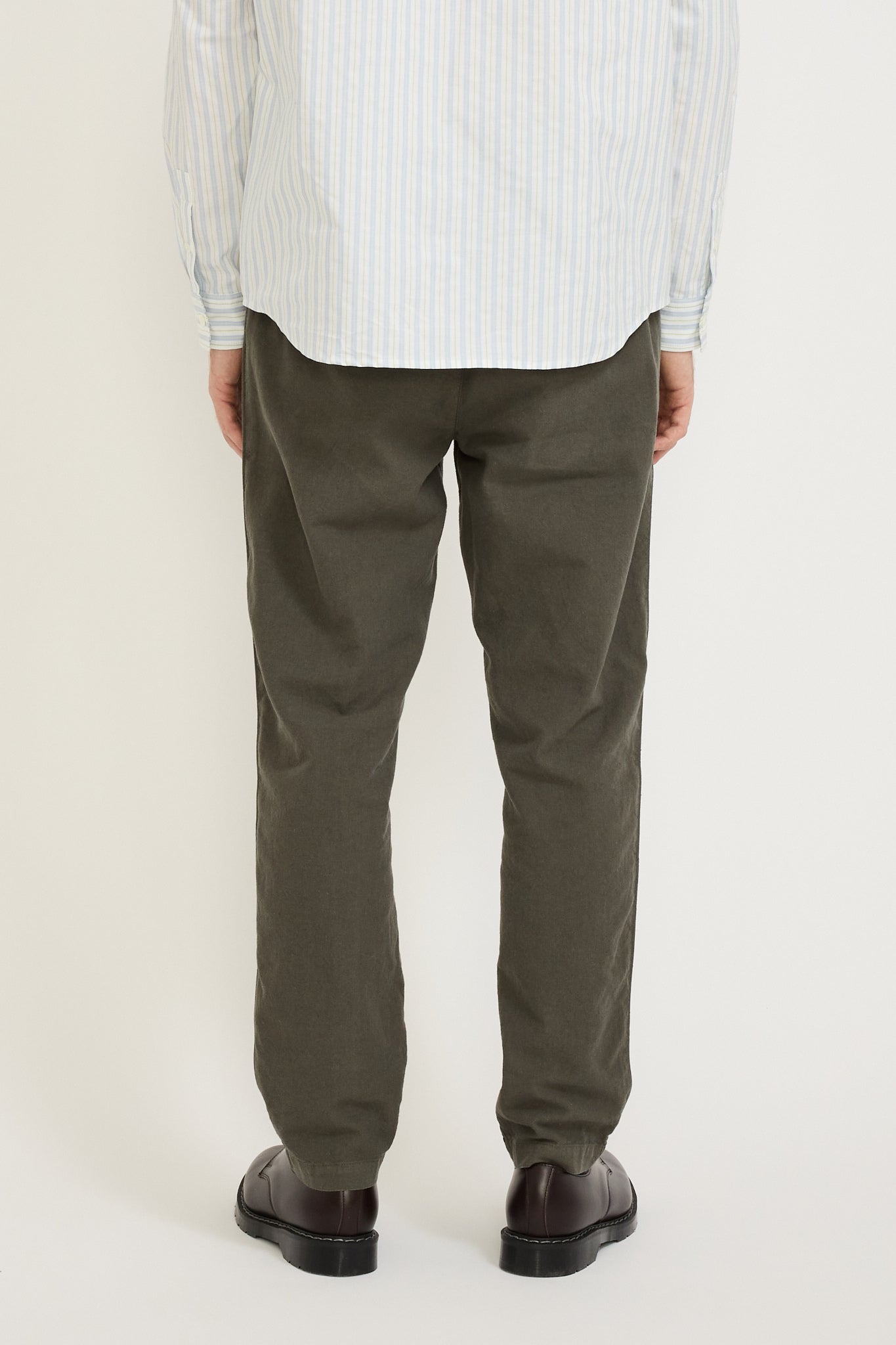 Fixed Waistband Cotton Linen Trouser Dark Sage