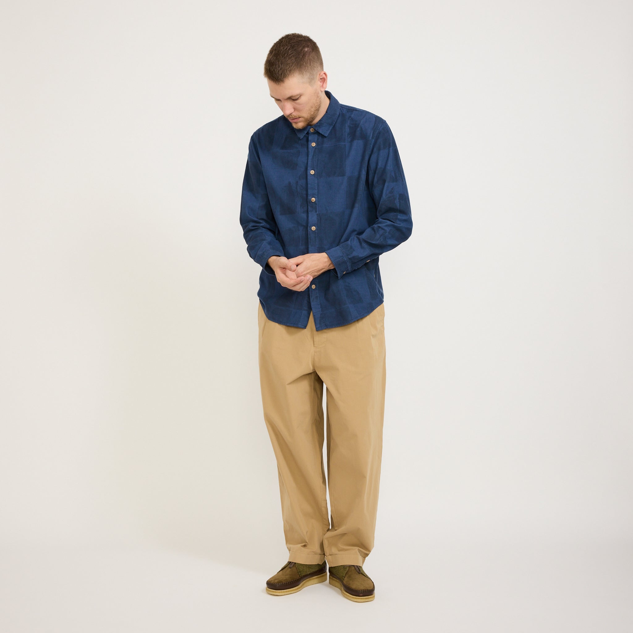 Folk | Relaxed Baby Cord Shirt Tonal Tile Print KG | Maplestore