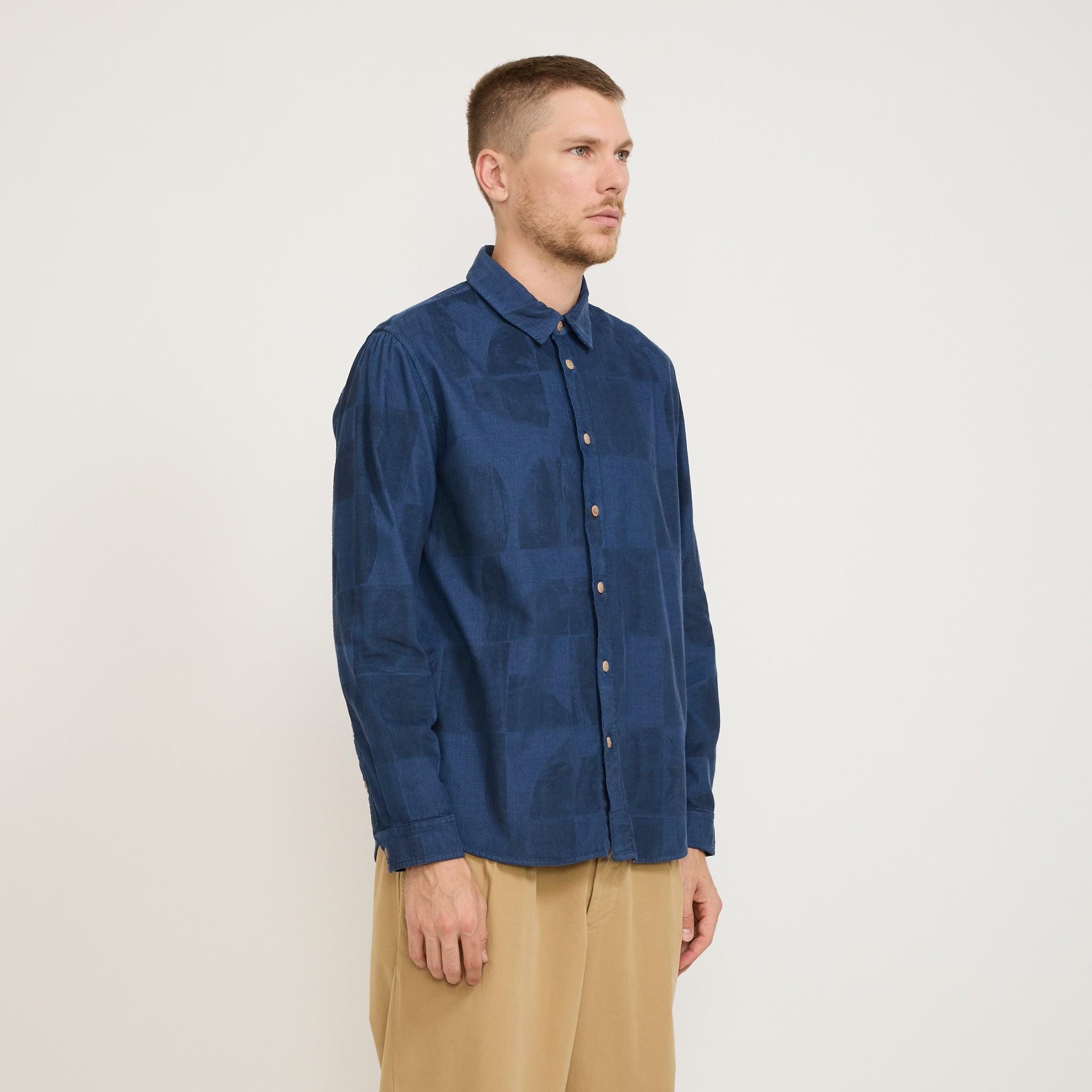 Folk | Relaxed Baby Cord Shirt Tonal Tile Print KG | Maplestore