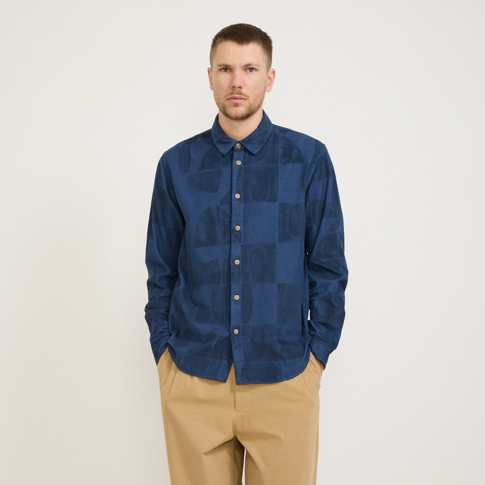 Relaxed Baby Cord Shirt Tonal Tile Print KG