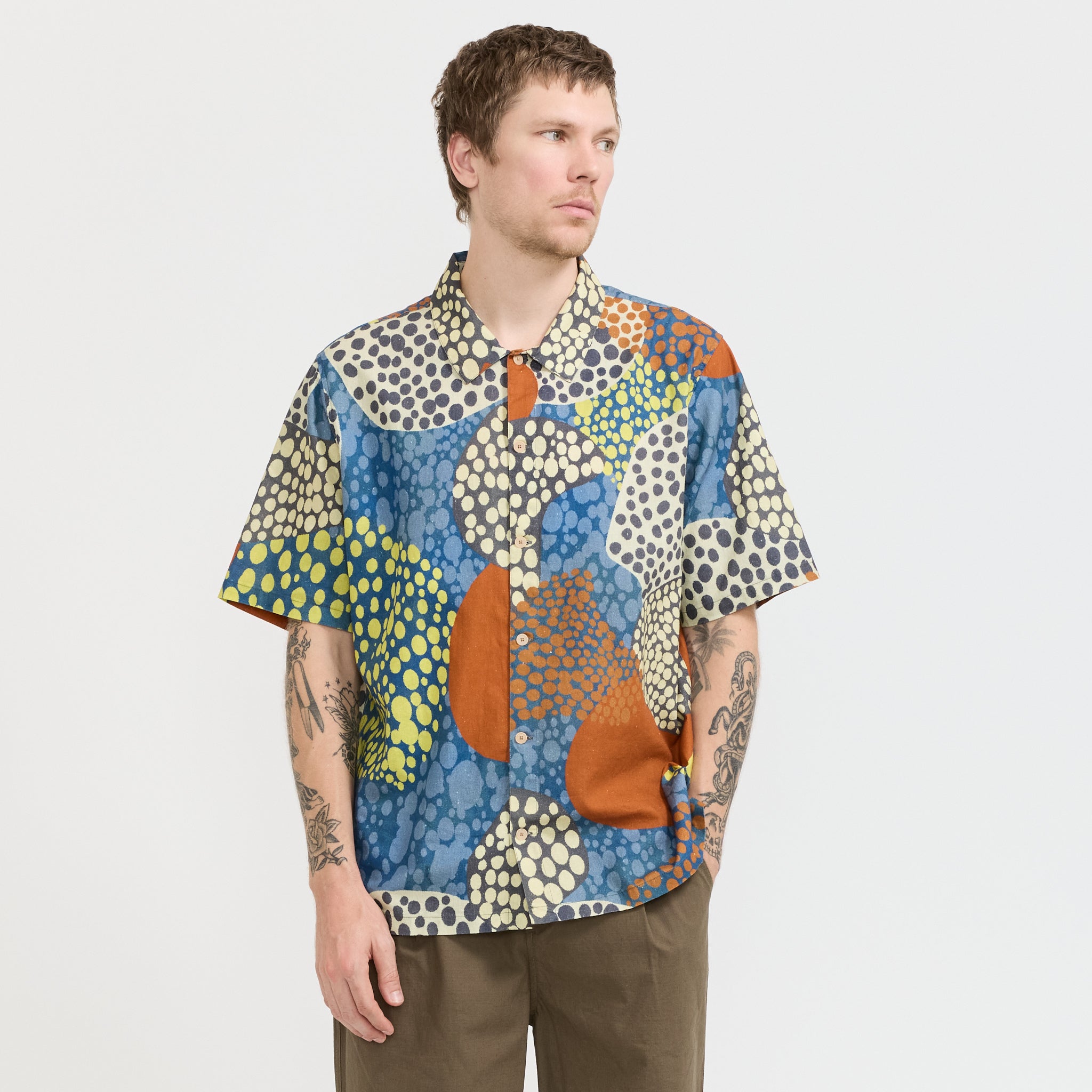 Folk | Gabe Shirt Dot Print Red Multi | Maplestore