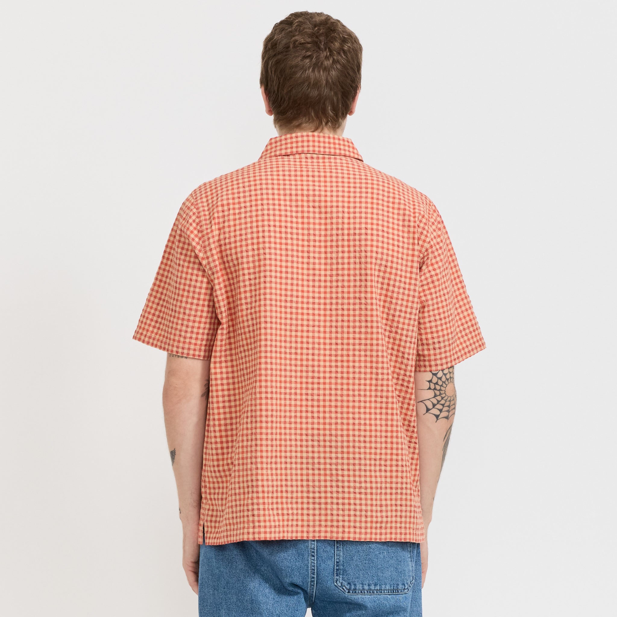 Folk | Gabe Shirt Red Oxide Textured Check | Maplestore