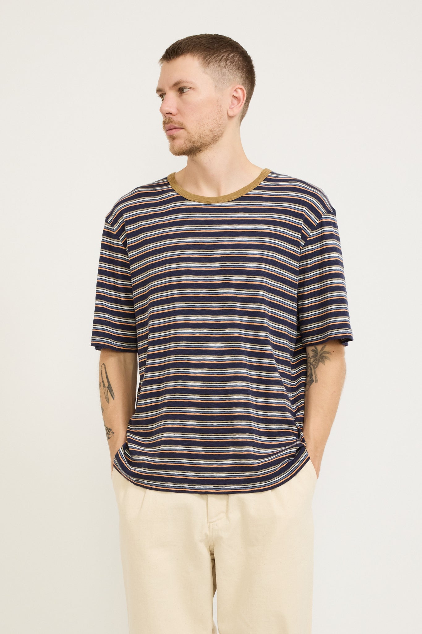 Multistripe Tee Navy Mix