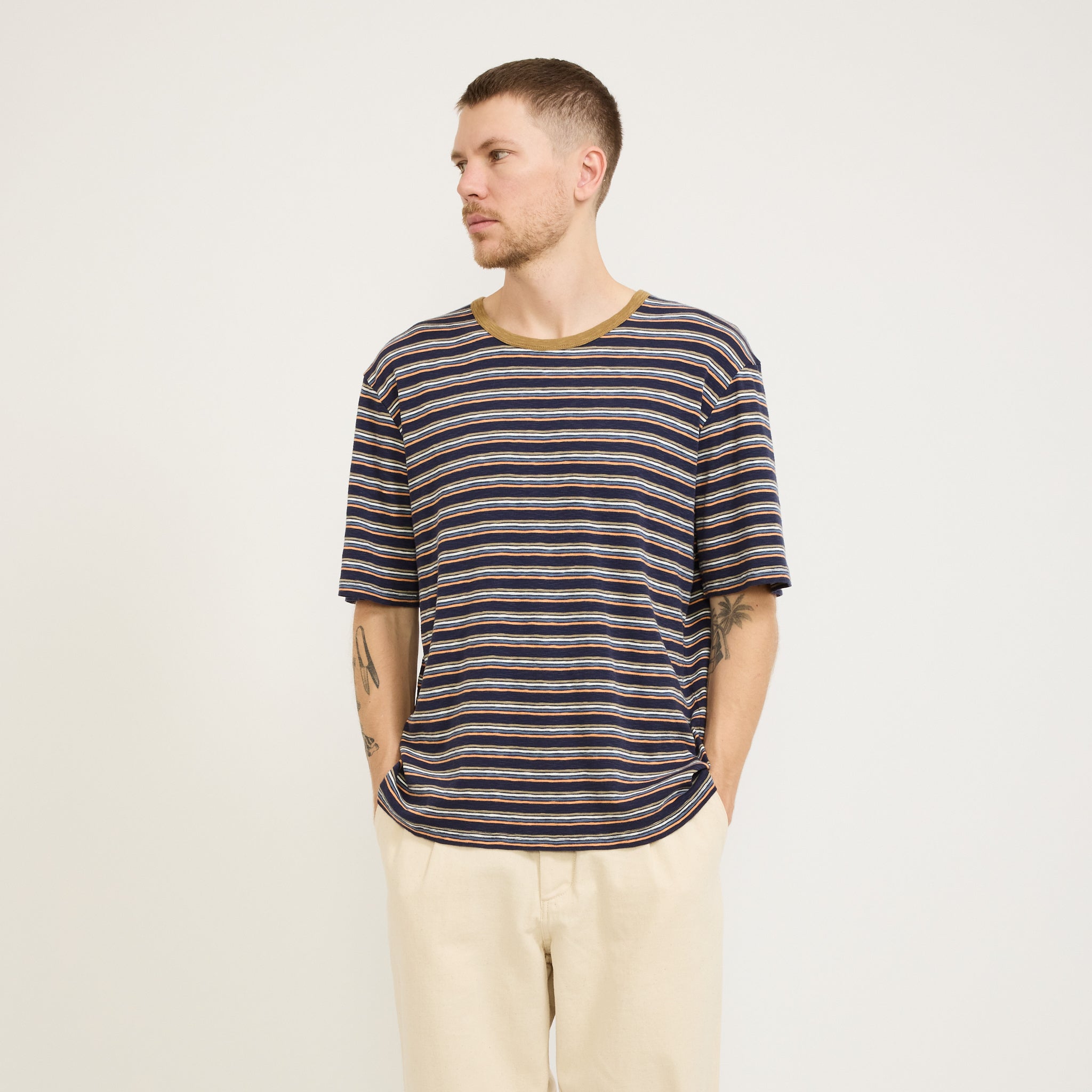 Multistripe Tee Navy Mix