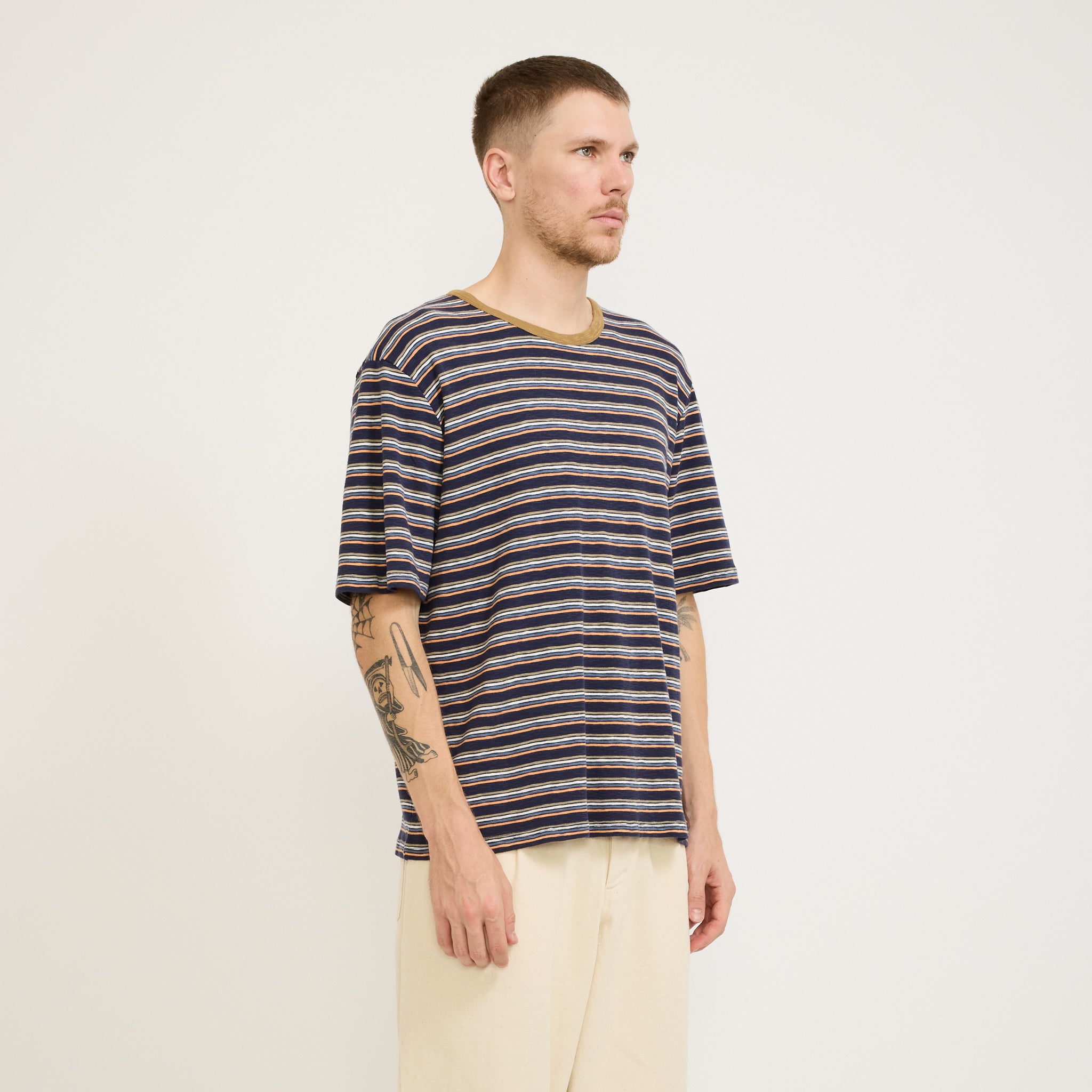 Folk | Multistripe Tee Navy Mix | Maplestore