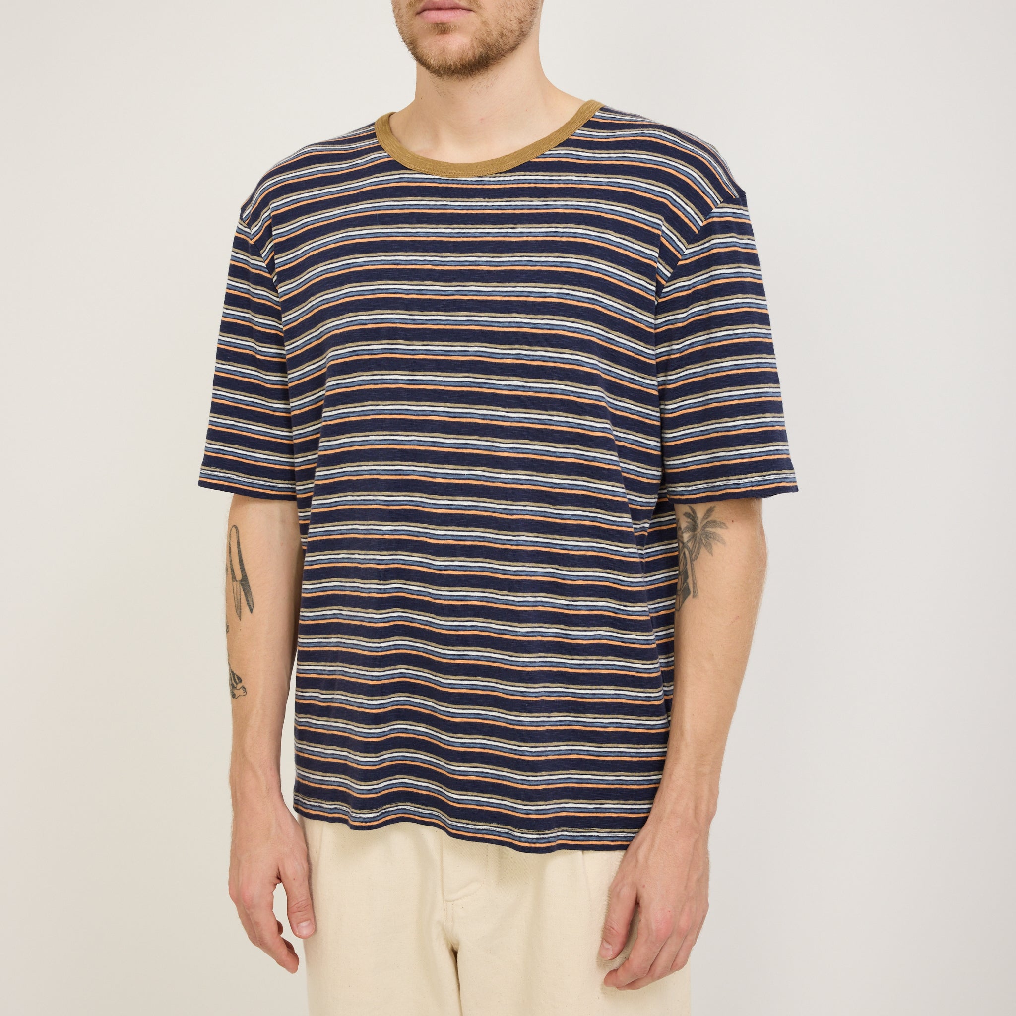 Folk | Multistripe Tee Navy Mix | Maplestore
