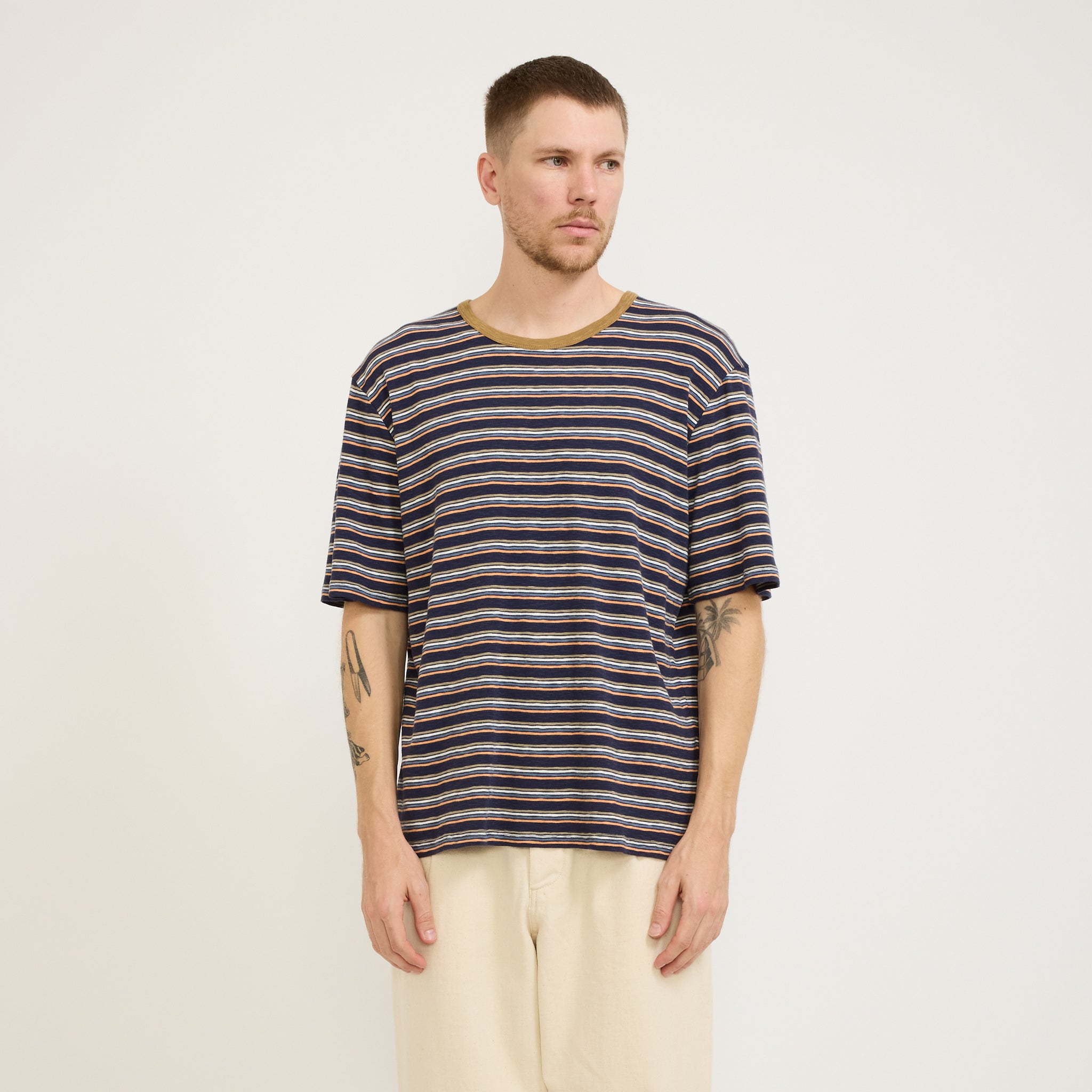 Folk | Multistripe Tee Navy Mix | Maplestore
