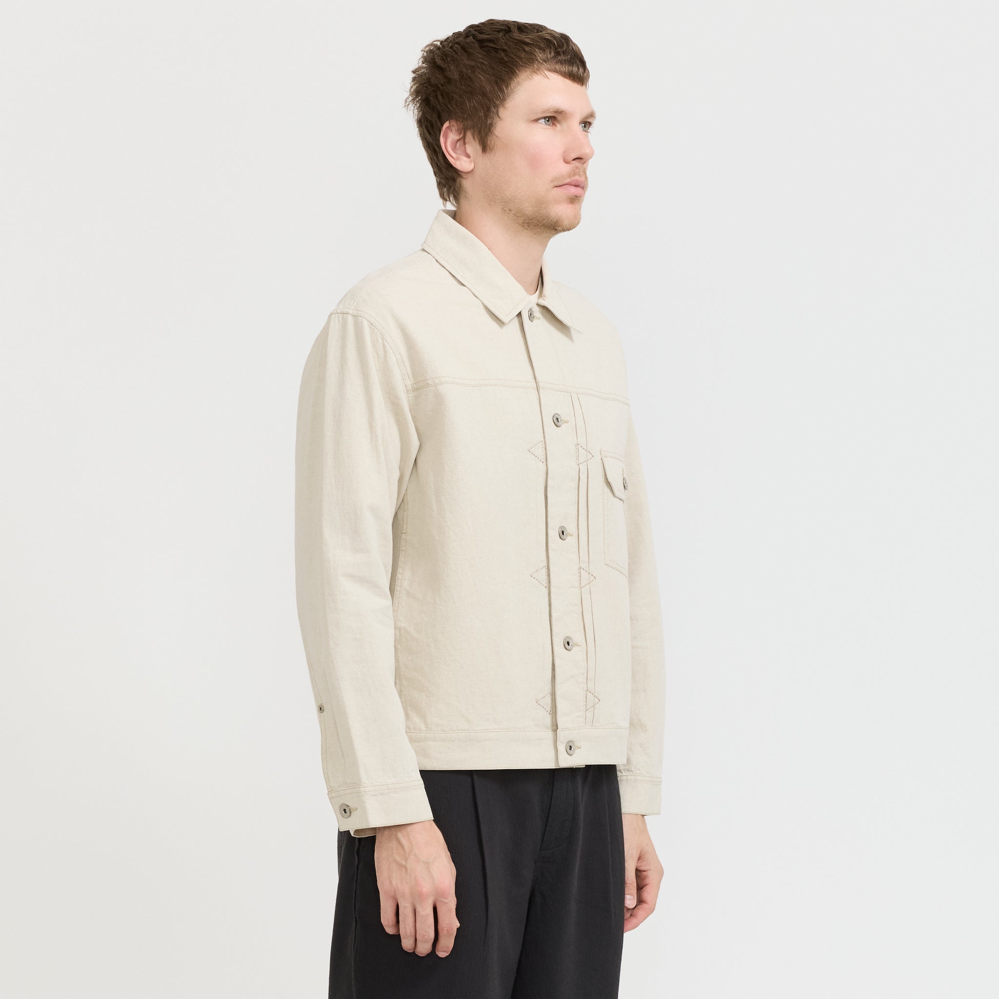 Folk | Trucker Jacket Natural Linen Cotton Canvas | Maplestore