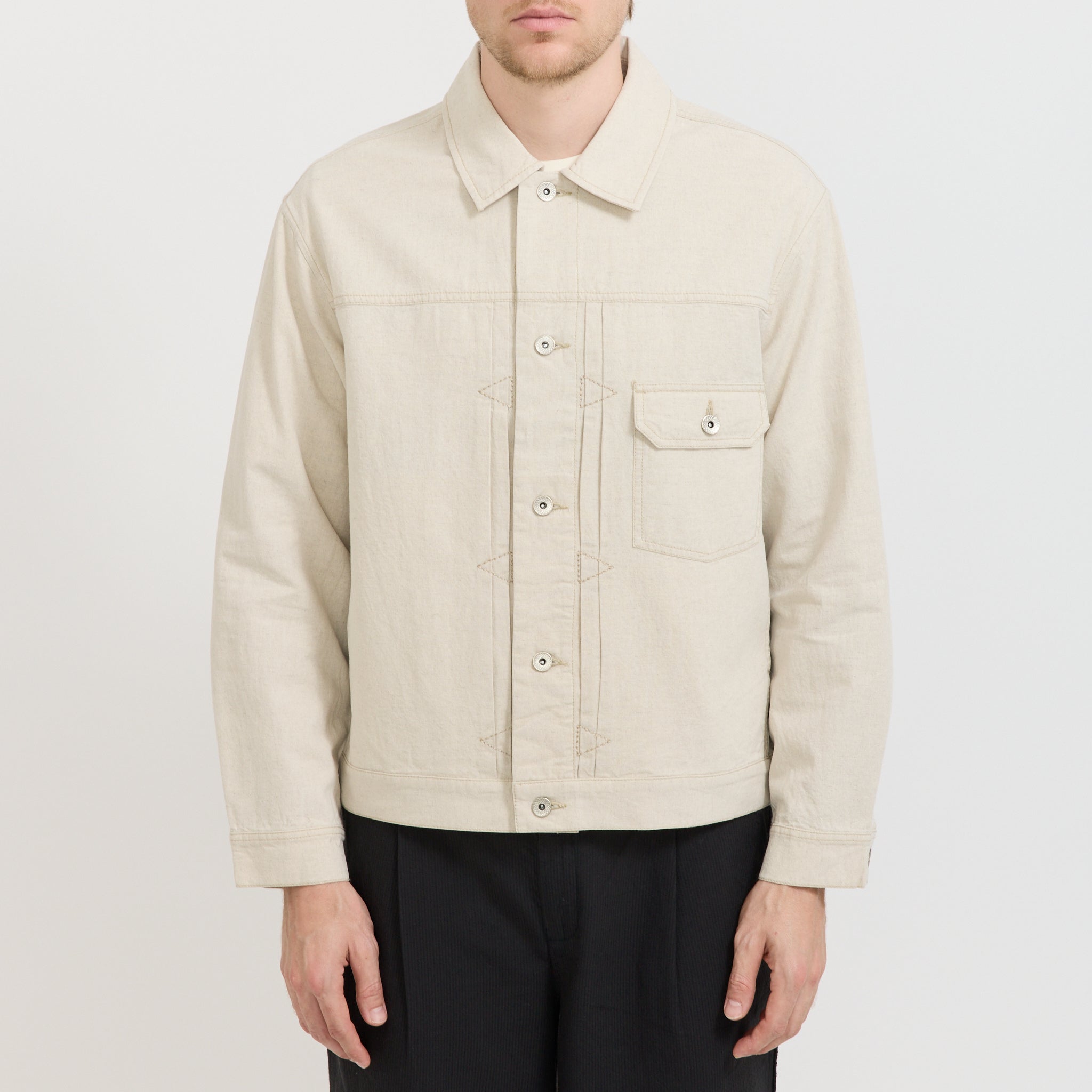 Folk | Trucker Jacket Natural Linen Cotton Canvas | Maplestore
