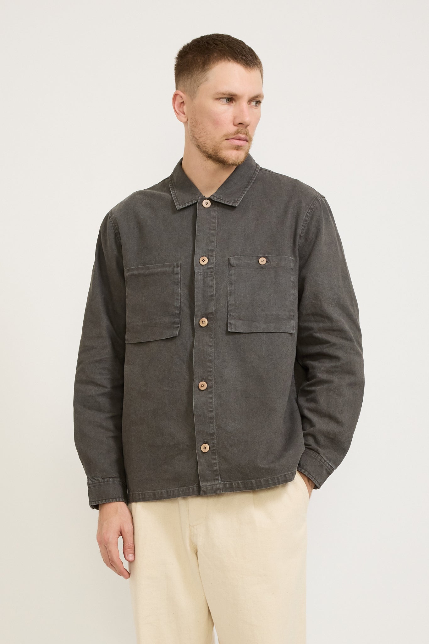 Patch Overshirt Charcoal Hemp Canvas