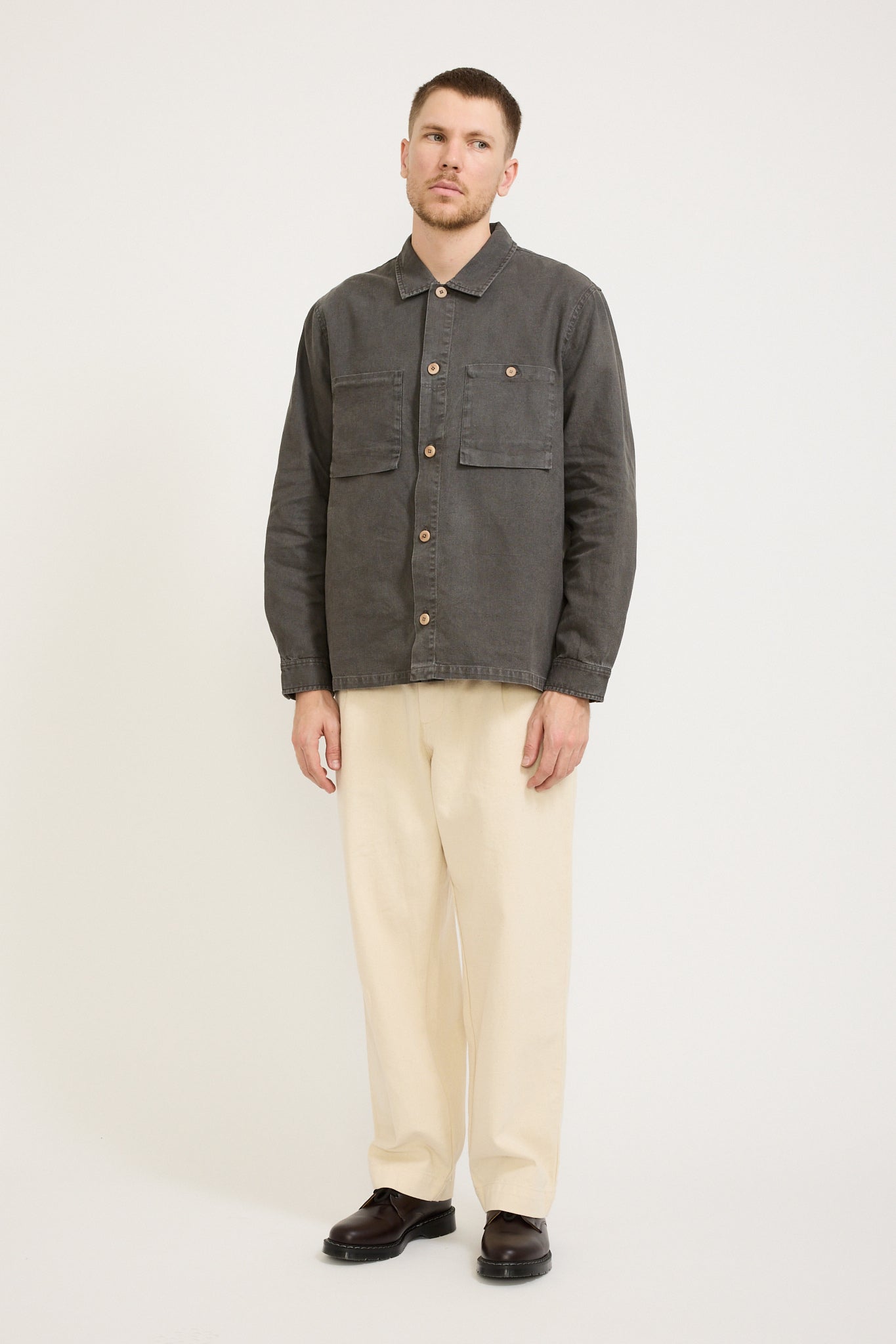 Patch Overshirt Charcoal Hemp Canvas