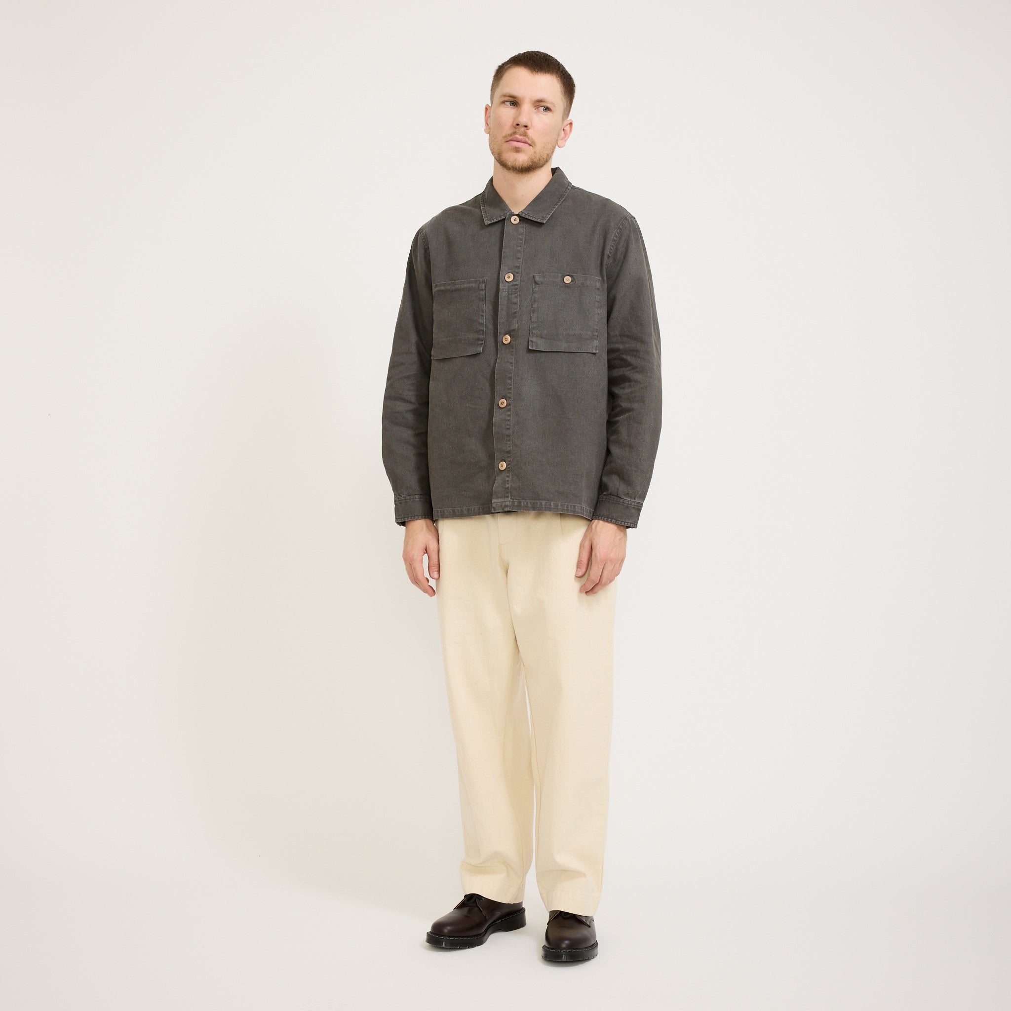 Patch Overshirt Charcoal Hemp Canvas