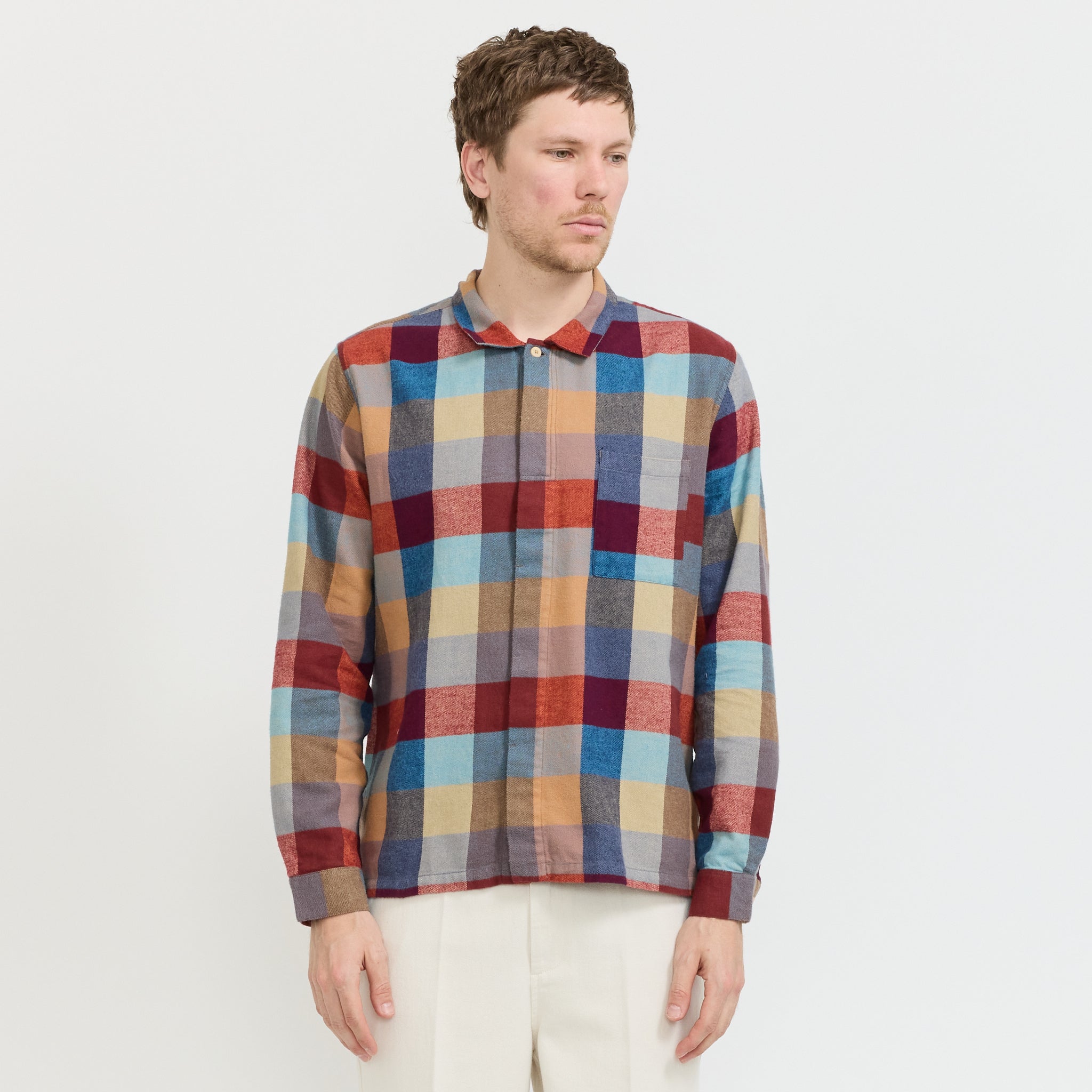Patch Shirt Crimson Blue Mix