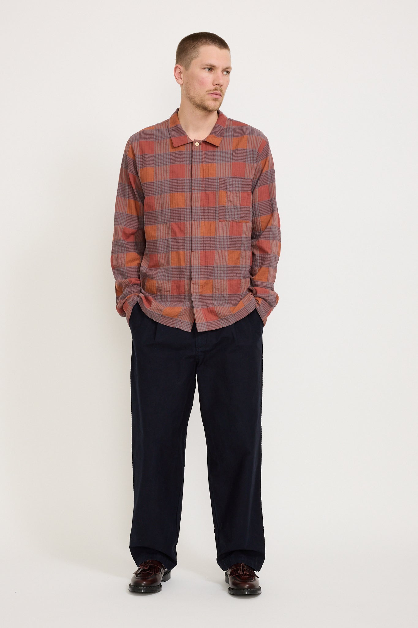 Folk | Patch Shirt Rust Multicheck | Maplestore