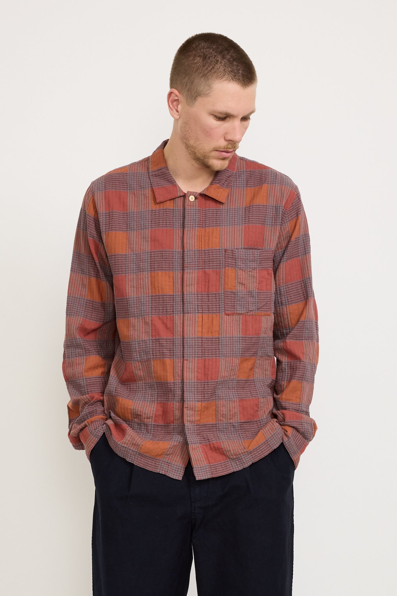 Folk | Patch Shirt Rust Multicheck | Maplestore