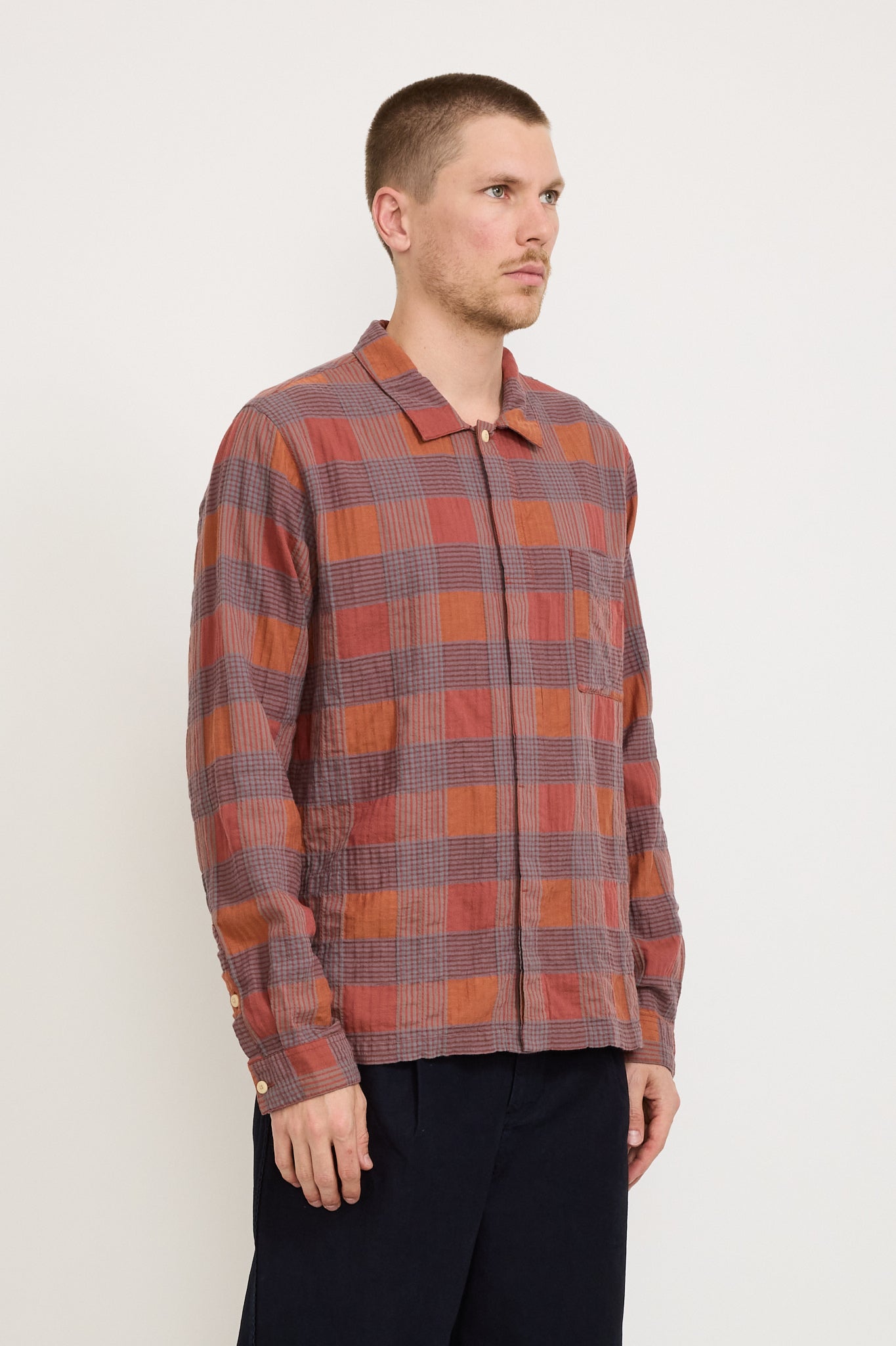 Folk | Patch Shirt Rust Multicheck | Maplestore