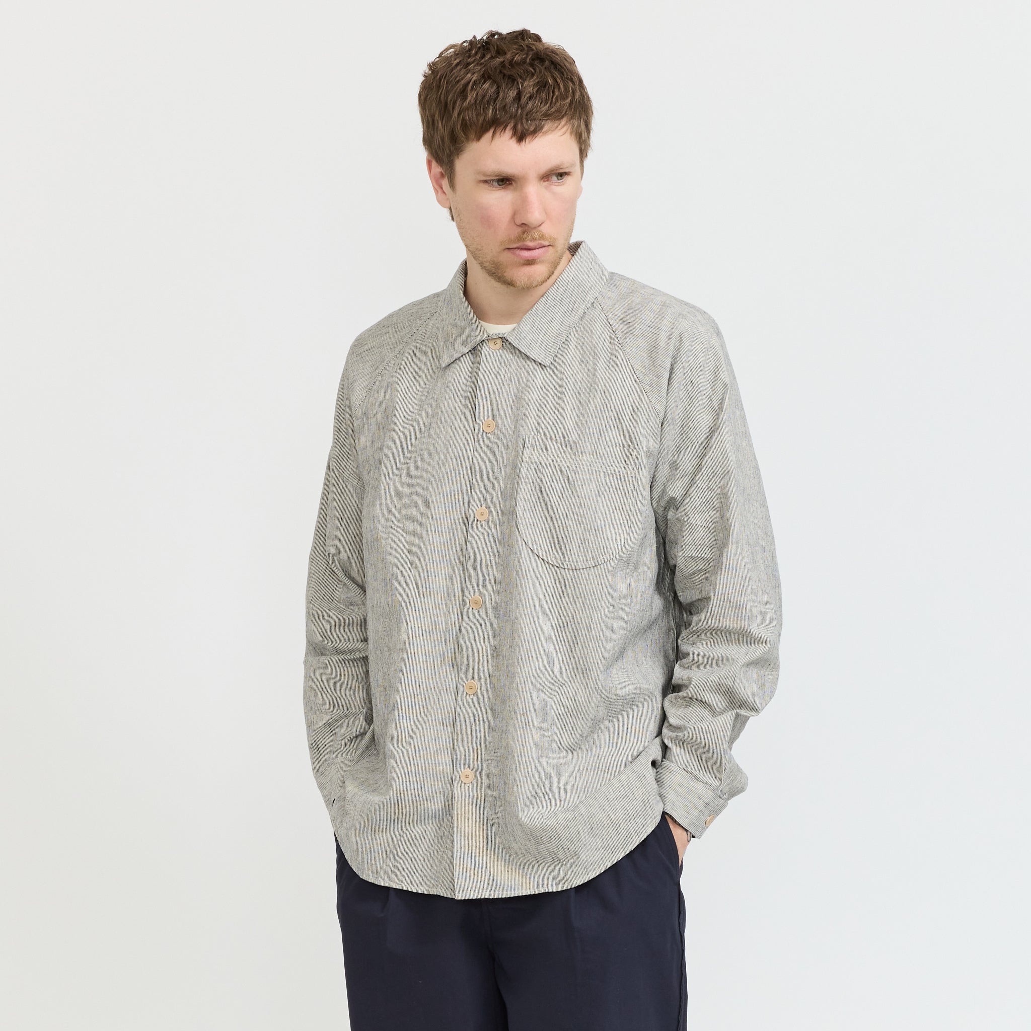 Raglan Shirt Black Microstripe