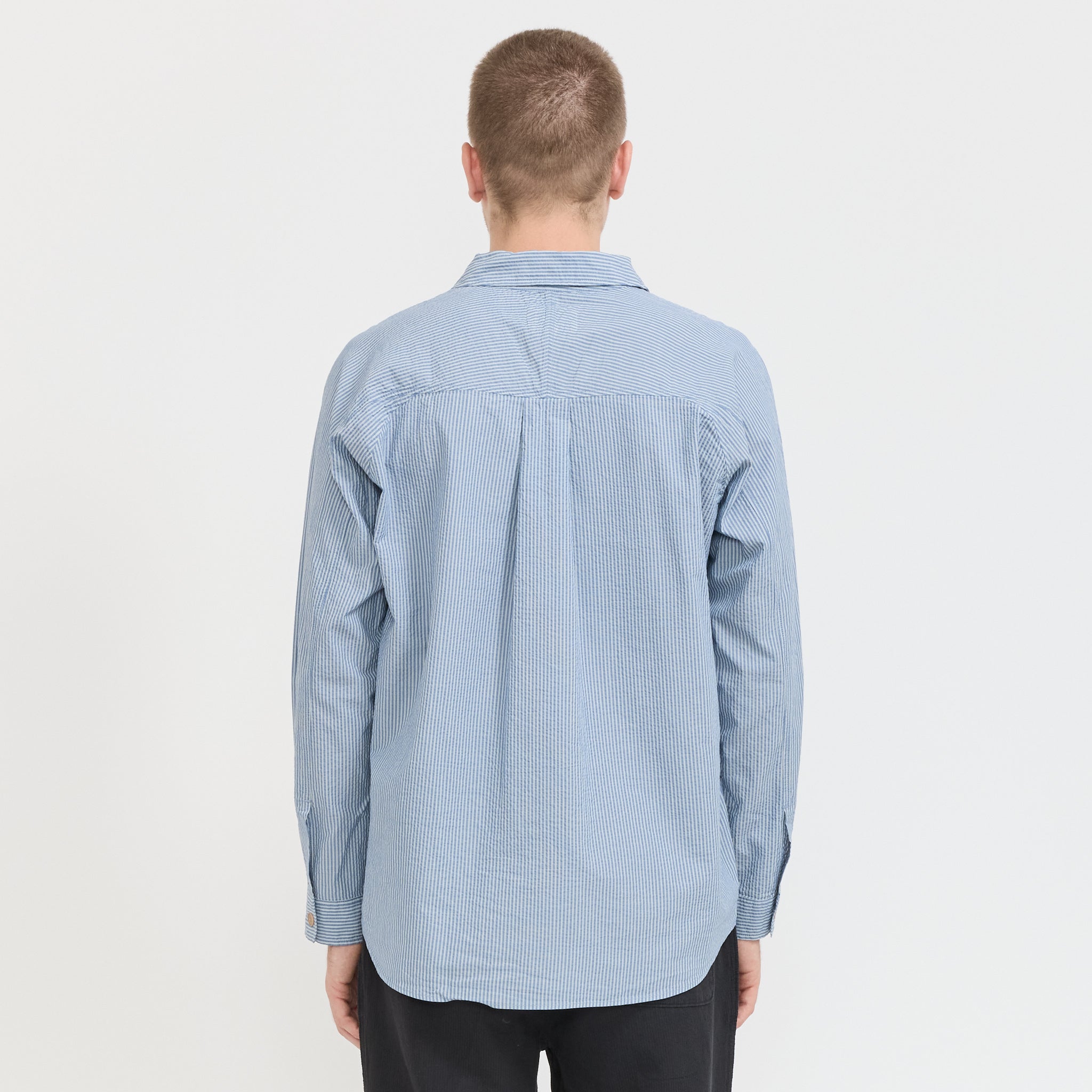 Raglan Shirt Blue Crinkle Stripe