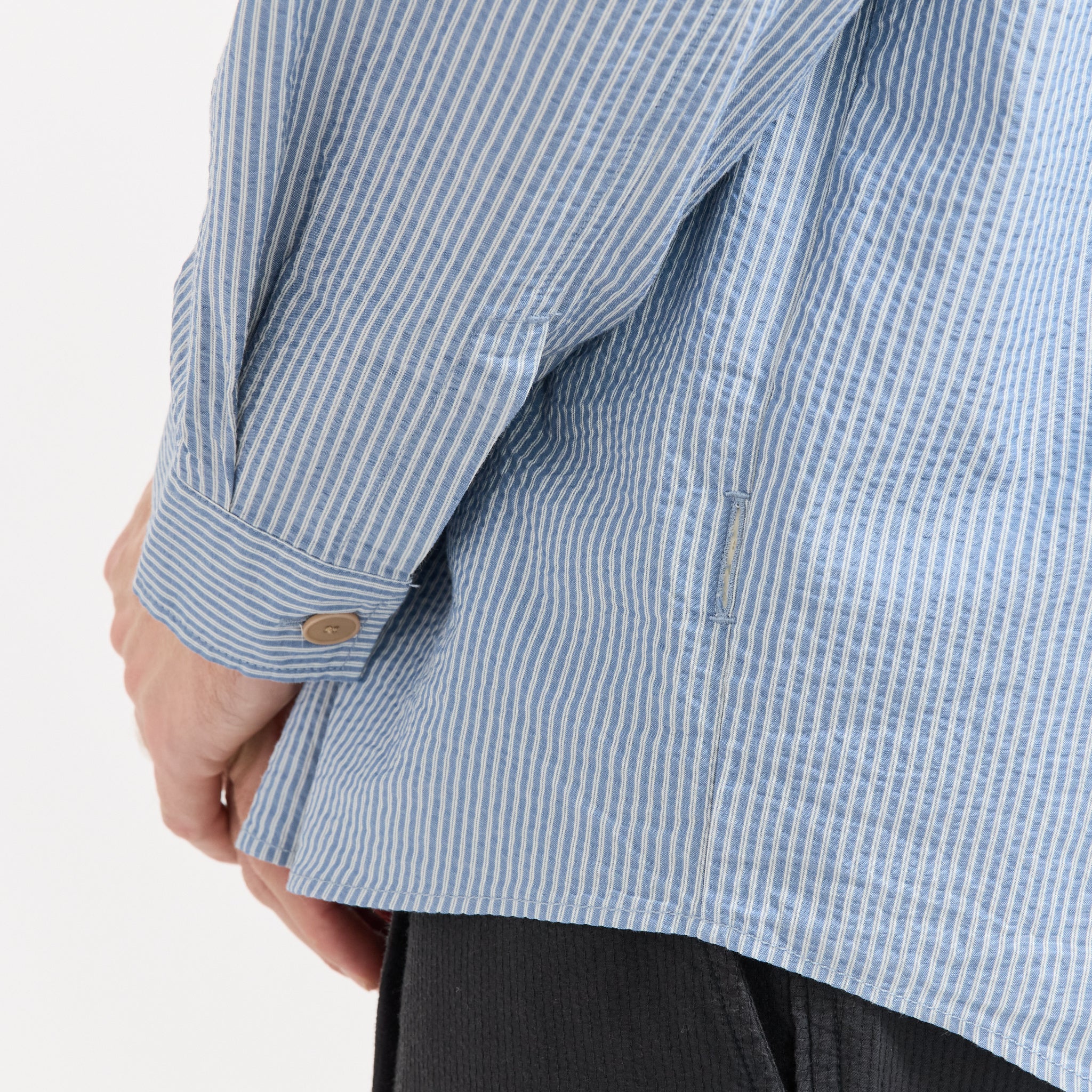 Raglan Shirt Blue Crinkle Stripe