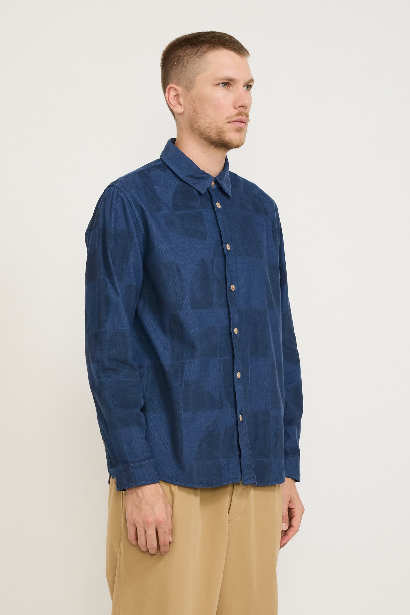 Folk | Relaxed Baby Cord Shirt Tonal Tile Print KG | Maplestore