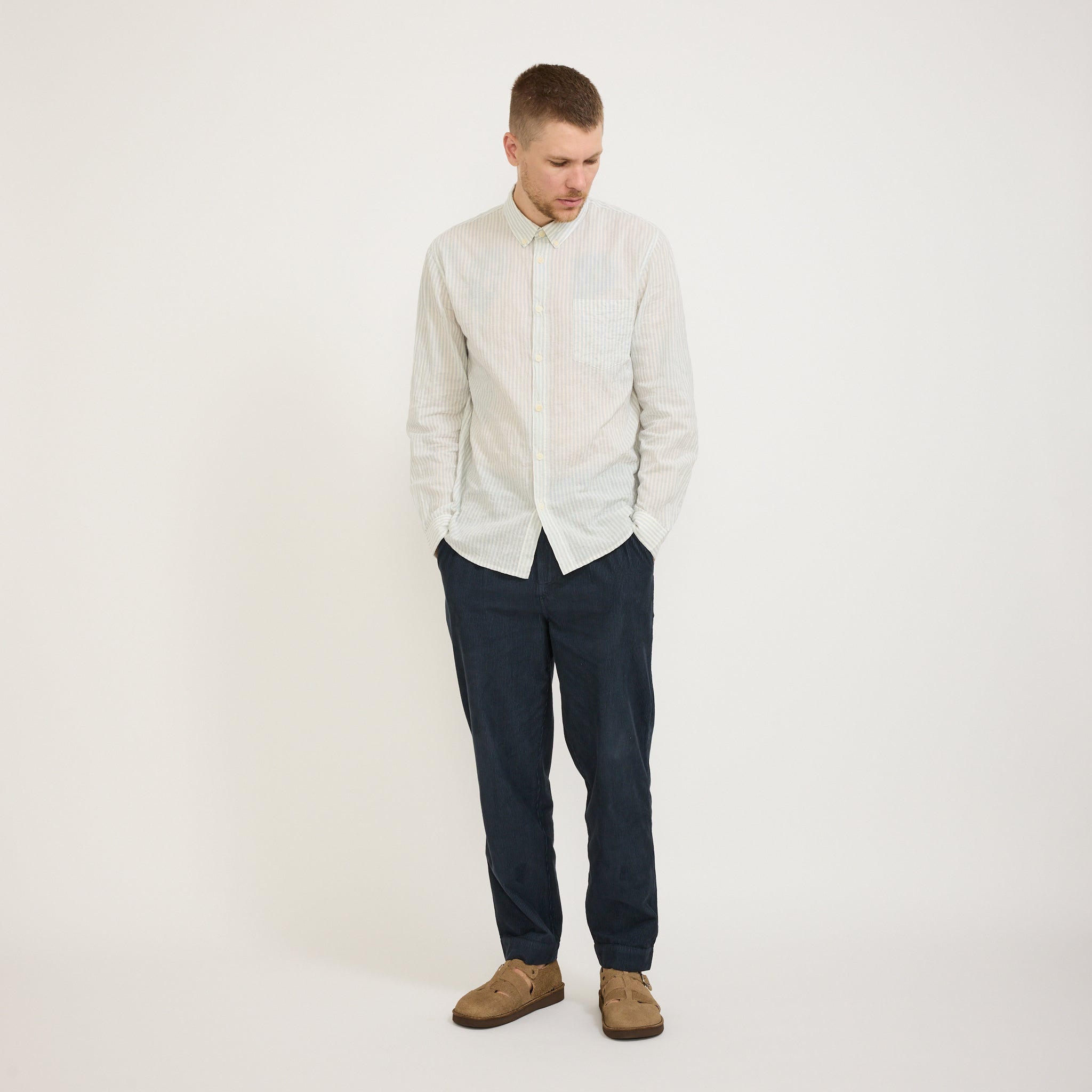 Relaxed Fit Shirt Ice Blue Textured Stripe