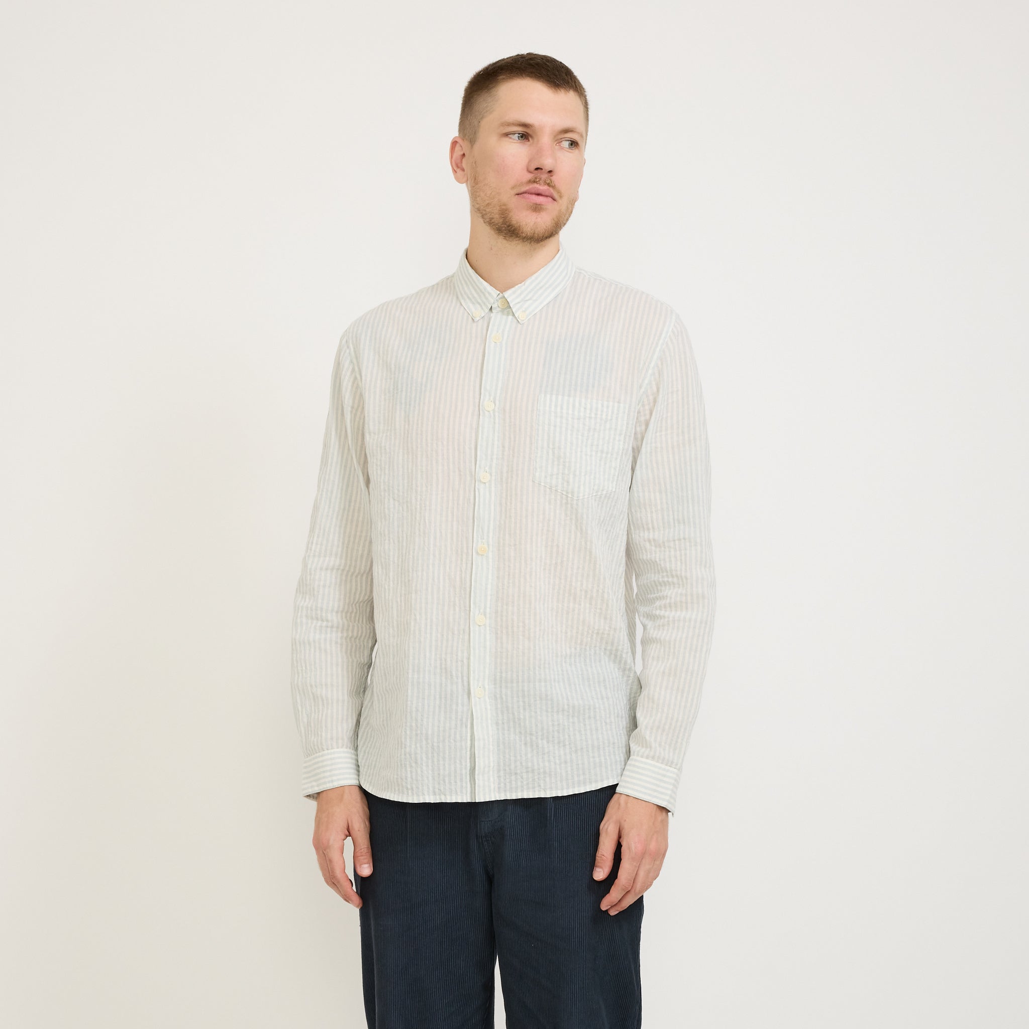 Relaxed Fit Shirt Ice Blue Textured Stripe