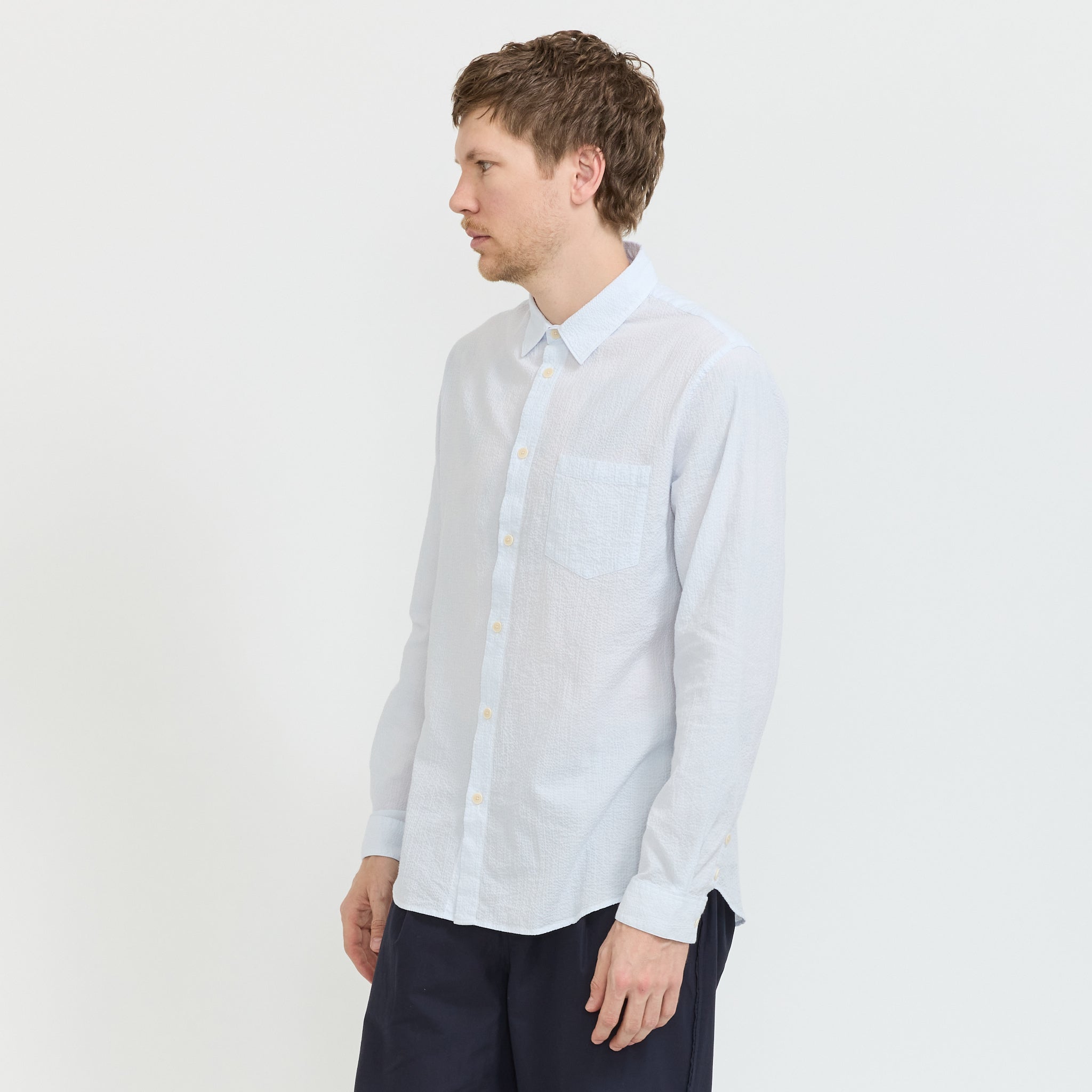 Relaxed Fit Shirt Blue Microstripe