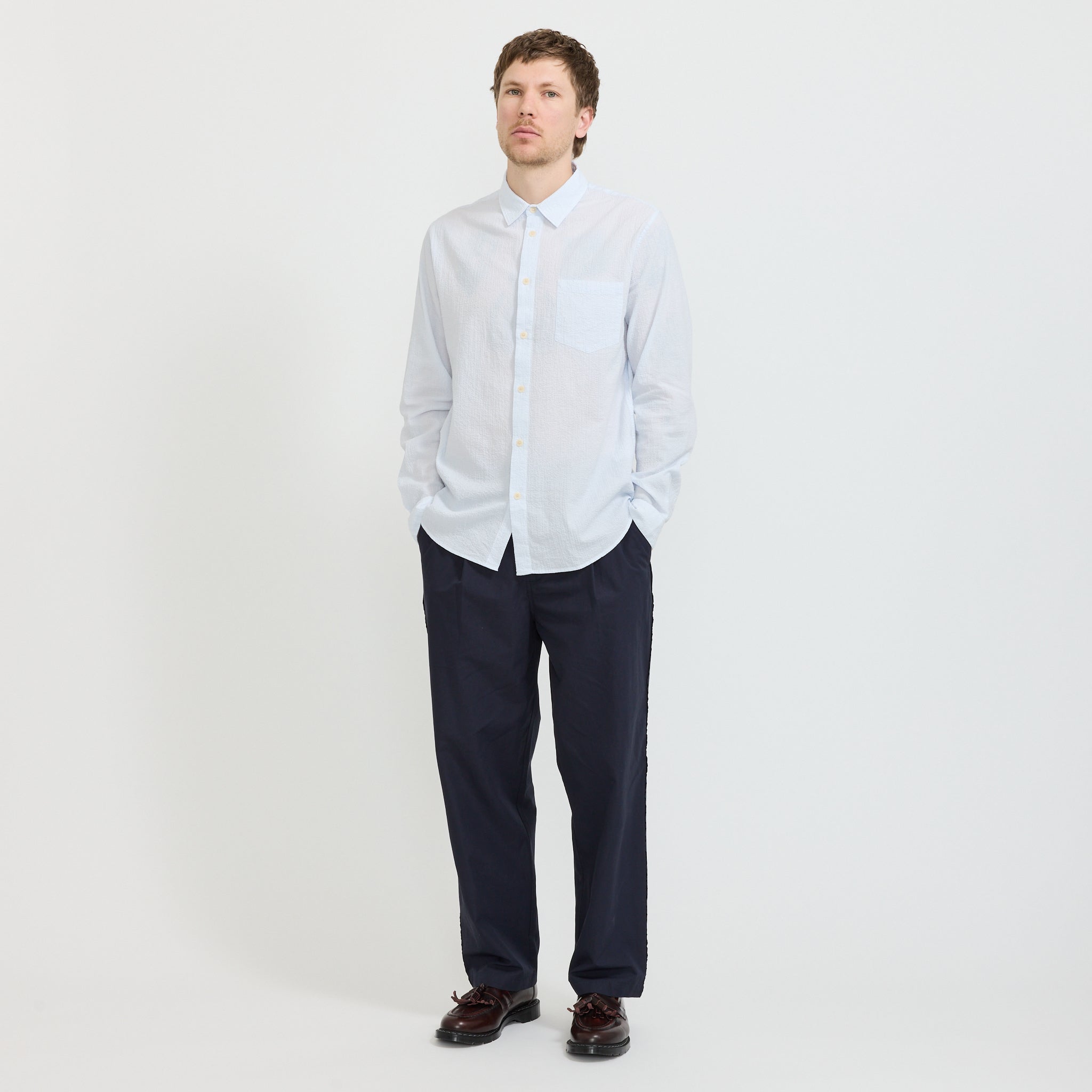 Relaxed Fit Shirt Blue Microstripe