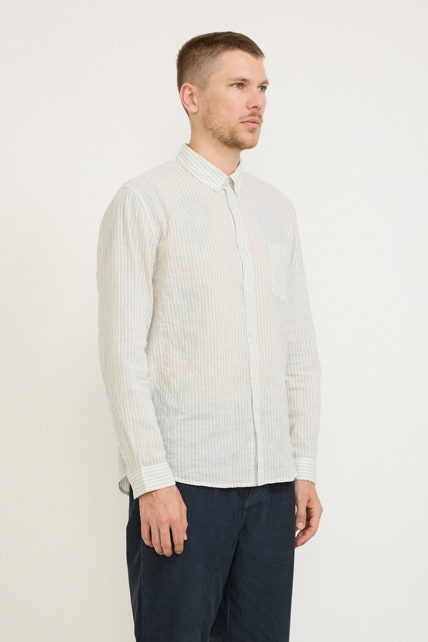 Folk | Relaxed Fit Shirt Ice Blue Textured Stripe | Maplestore