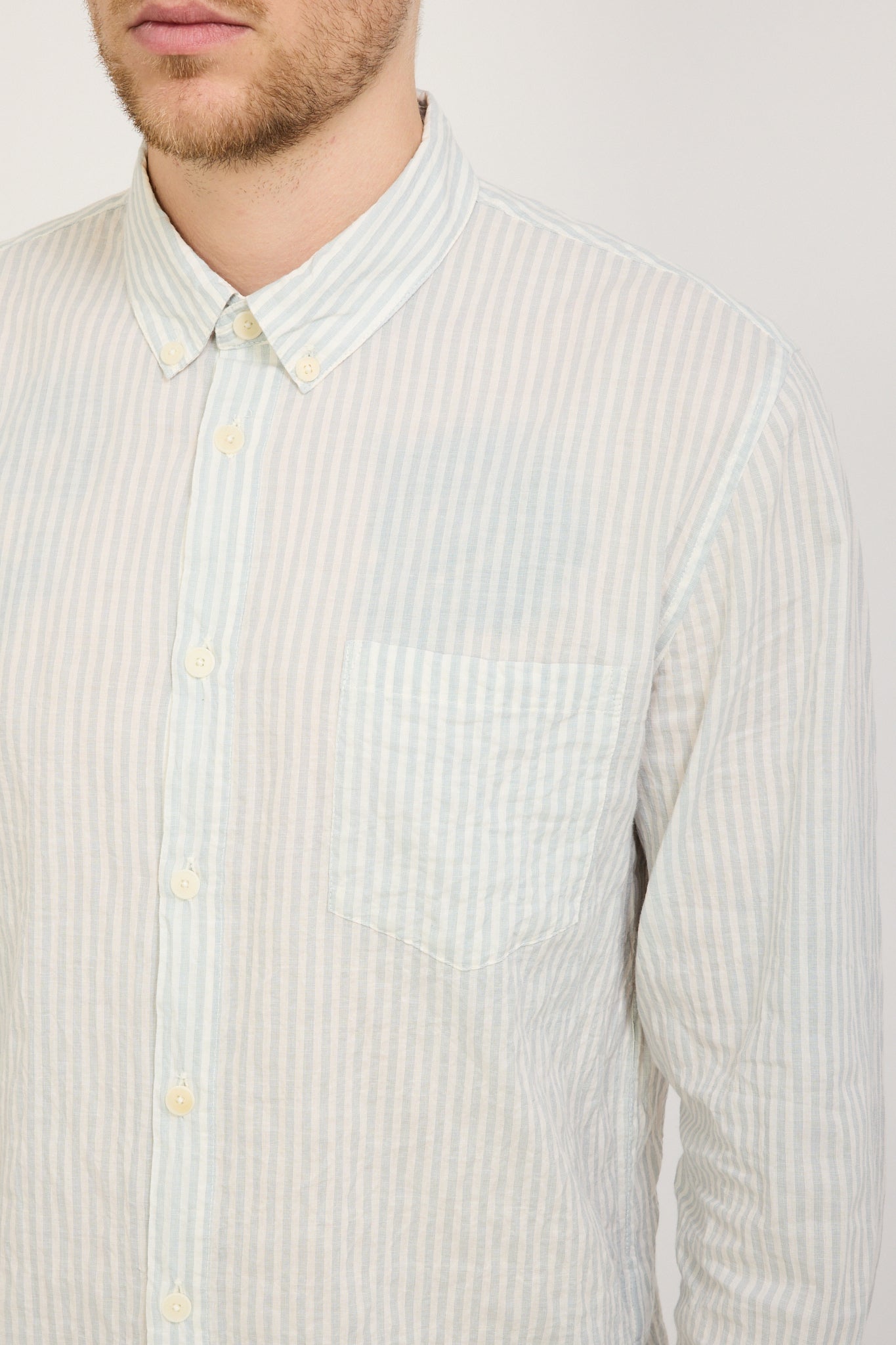 Folk | Relaxed Fit Shirt Ice Blue Textured Stripe | Maplestore