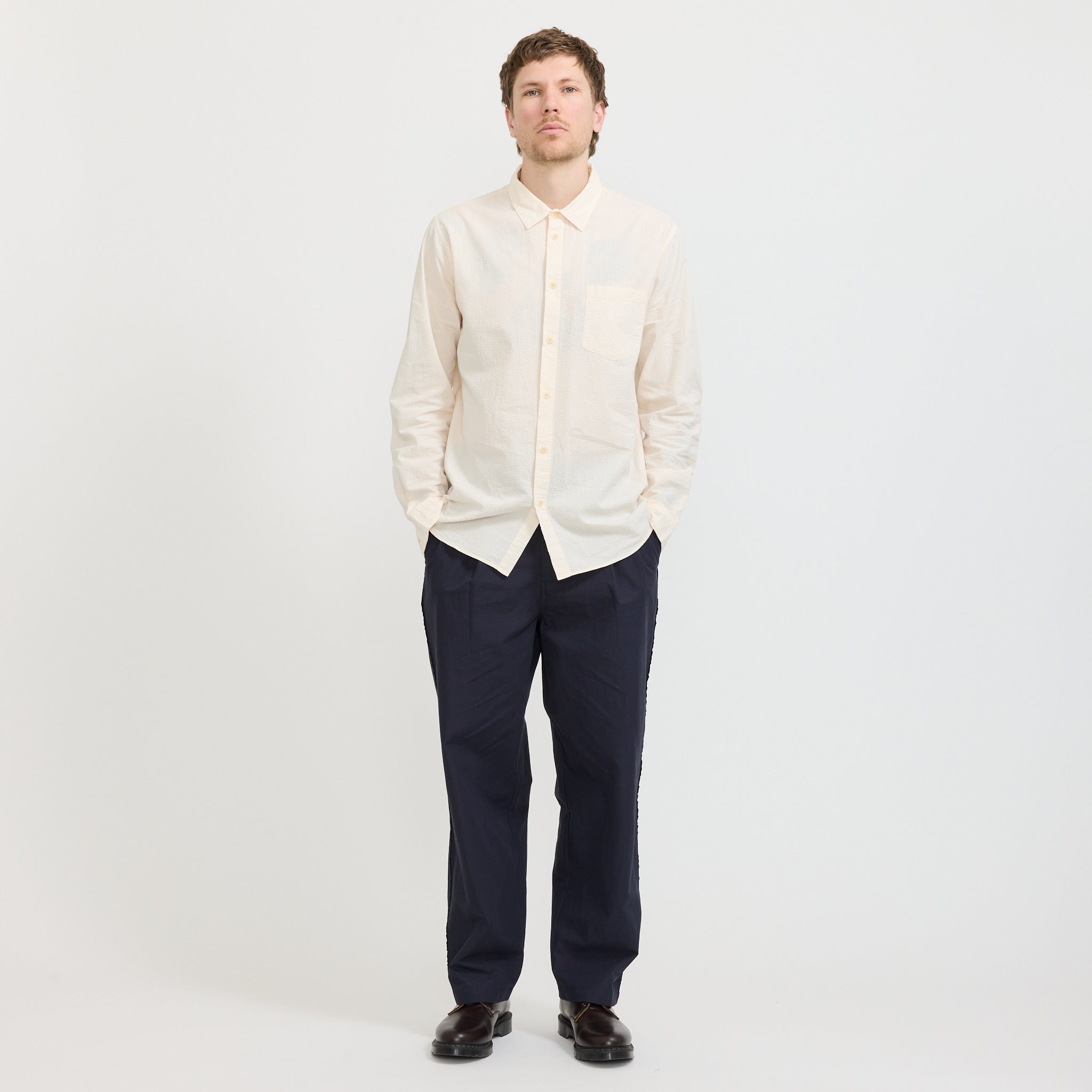 Relaxed Fit Shirt Ecru Seersucker