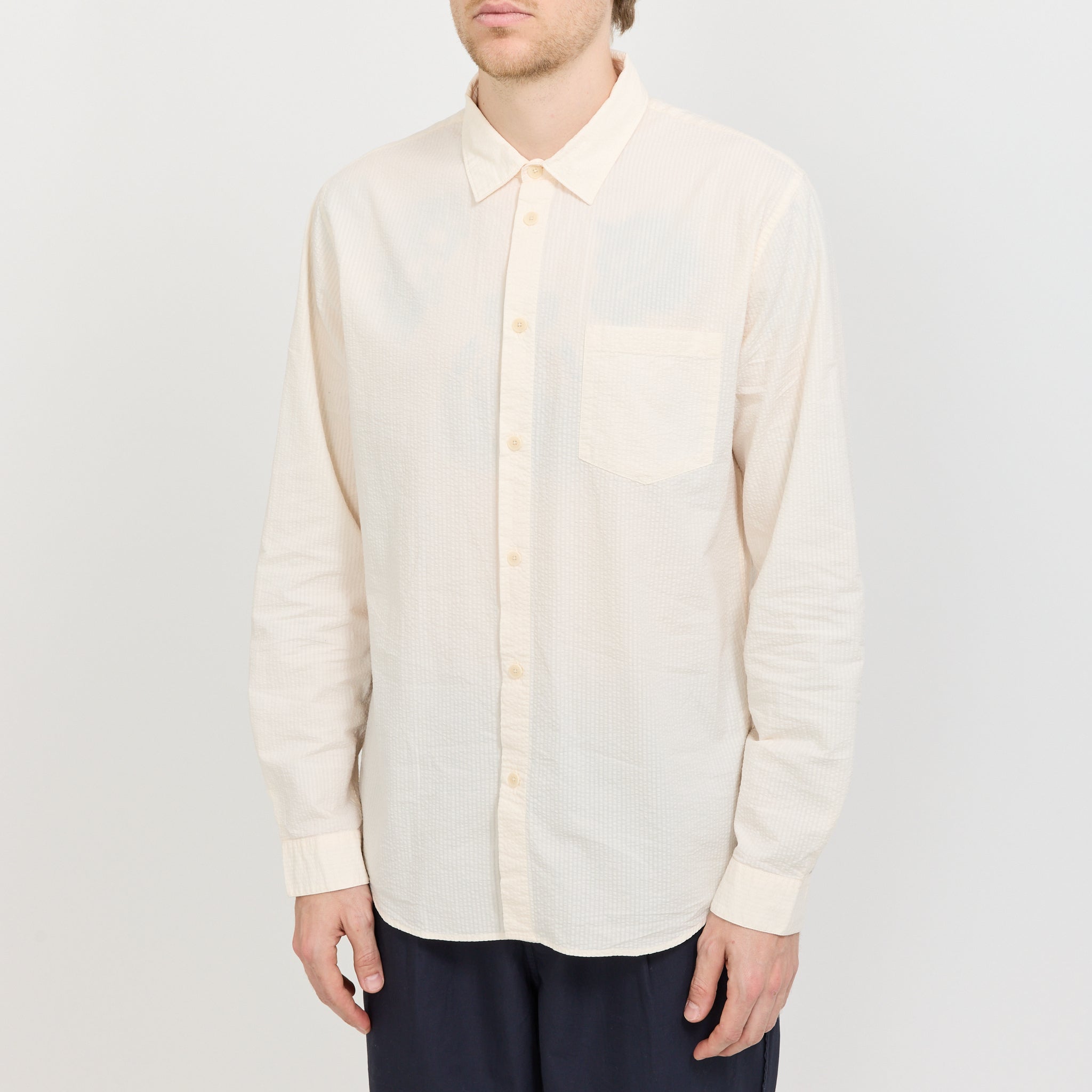 Relaxed Fit Shirt Ecru Seersucker