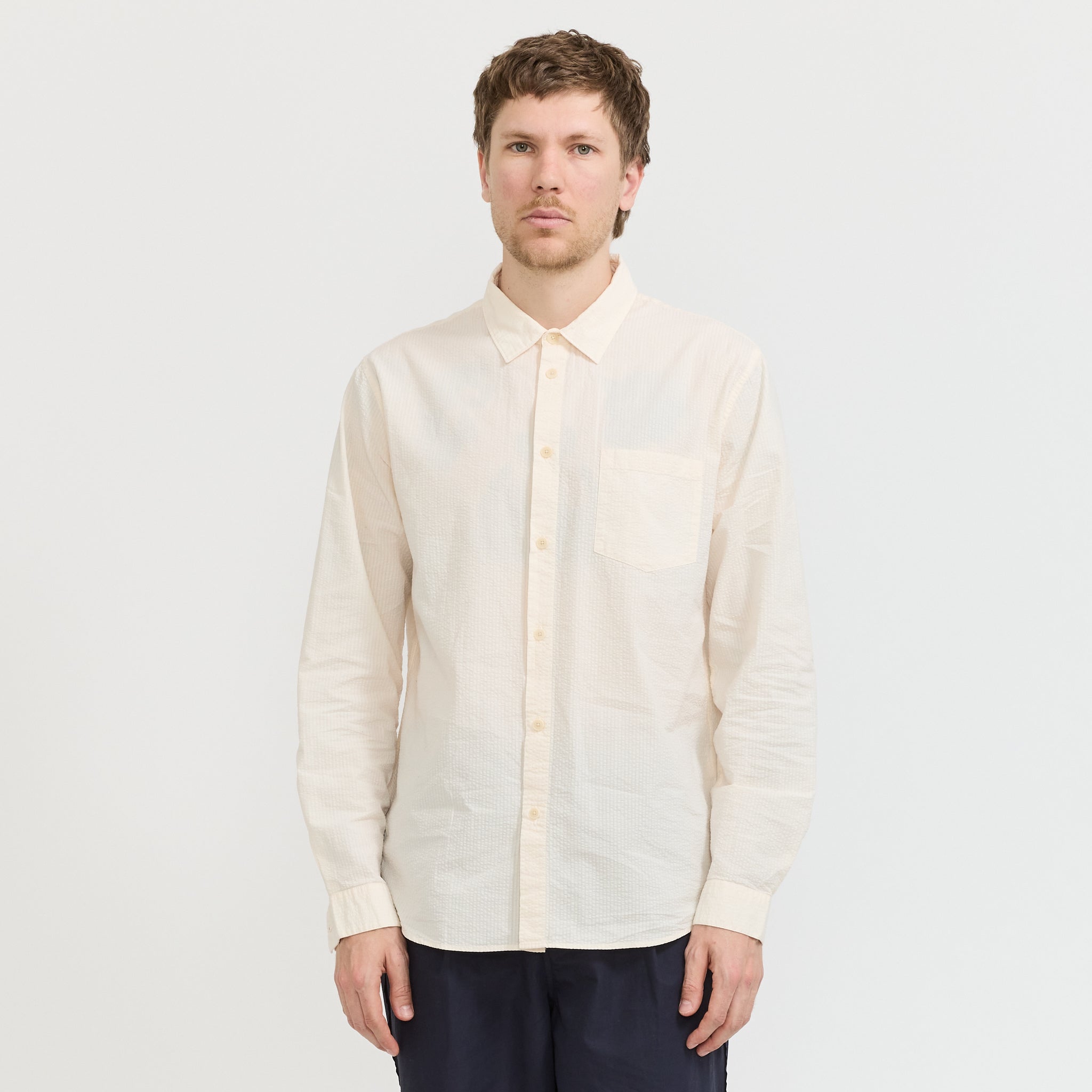 Relaxed Fit Shirt Ecru Seersucker