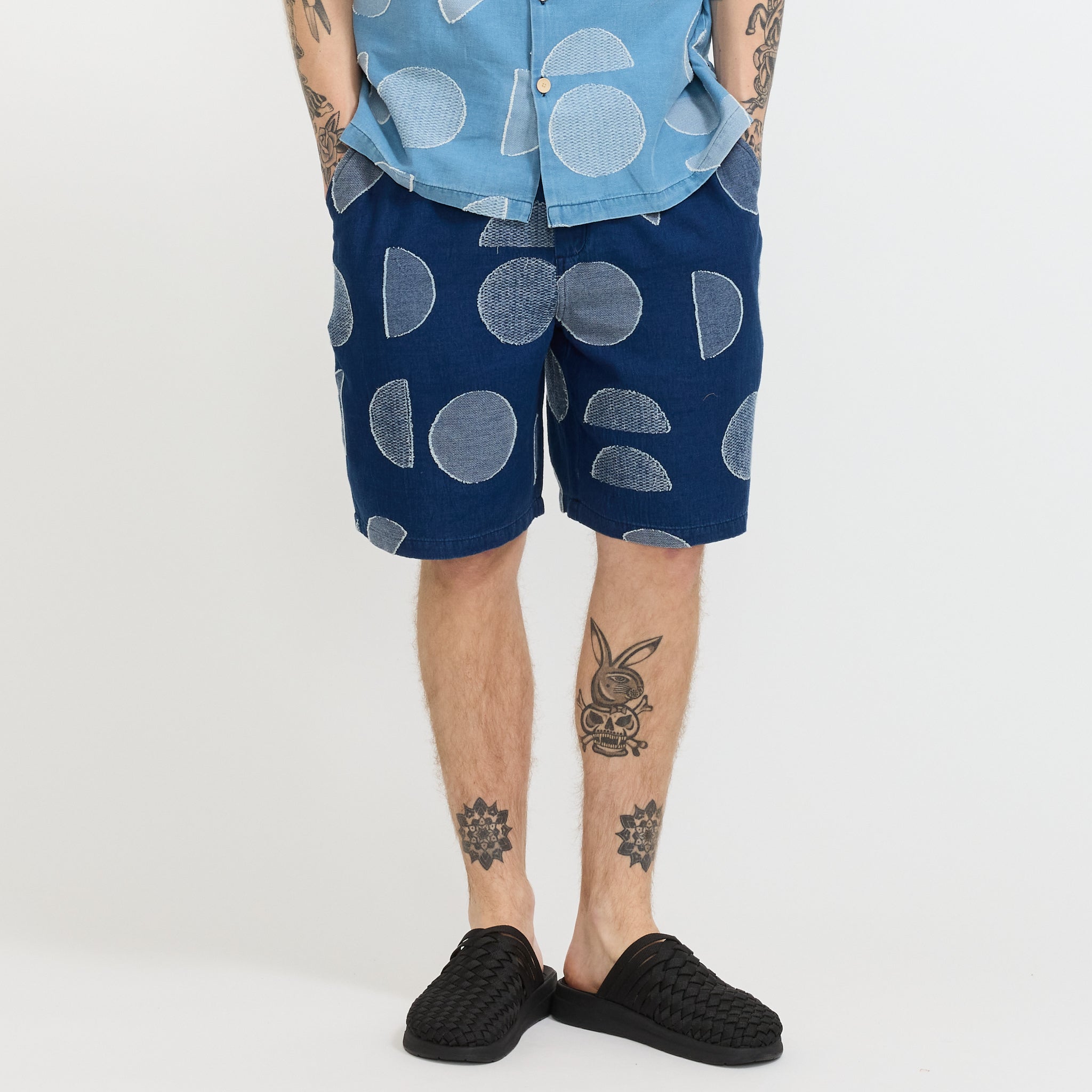 Relaxed Fit Shorts Indigo Circle Jacquard