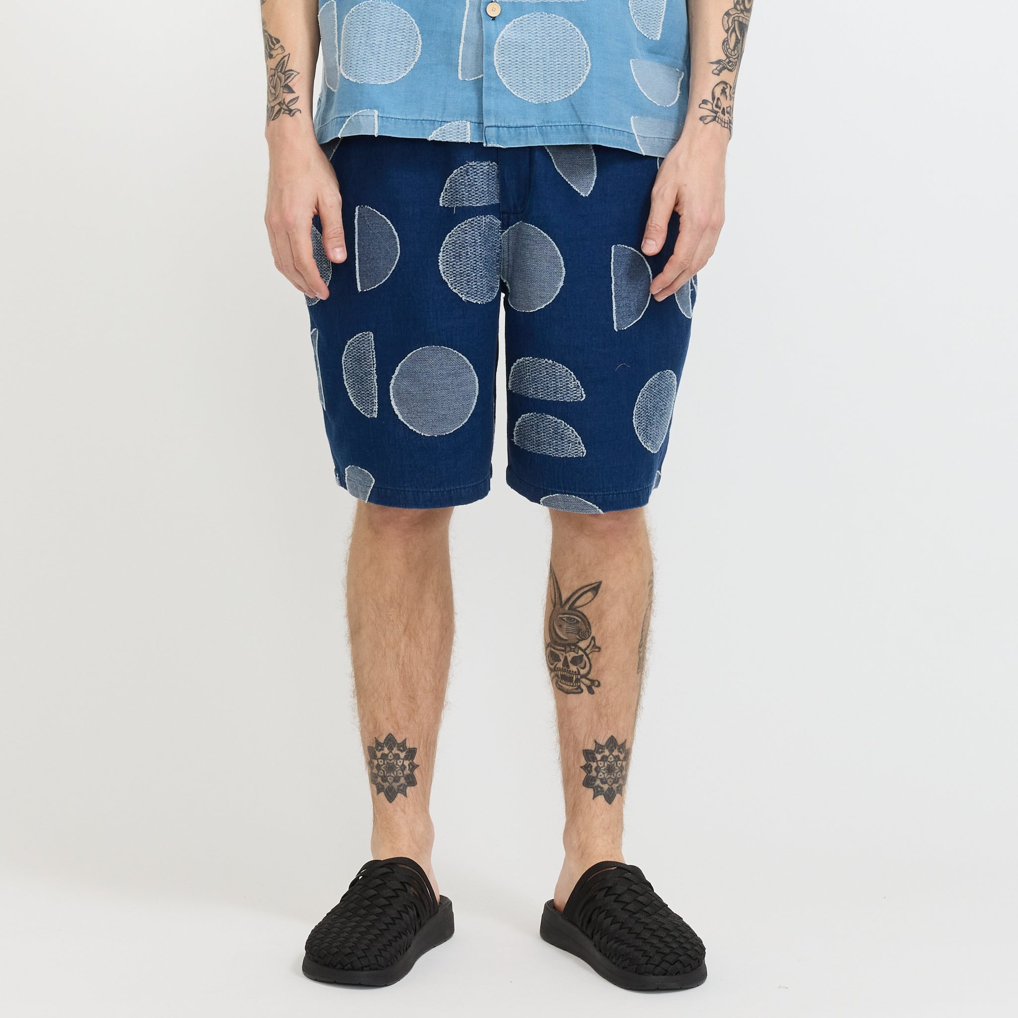 Relaxed Fit Shorts Indigo Circle Jacquard