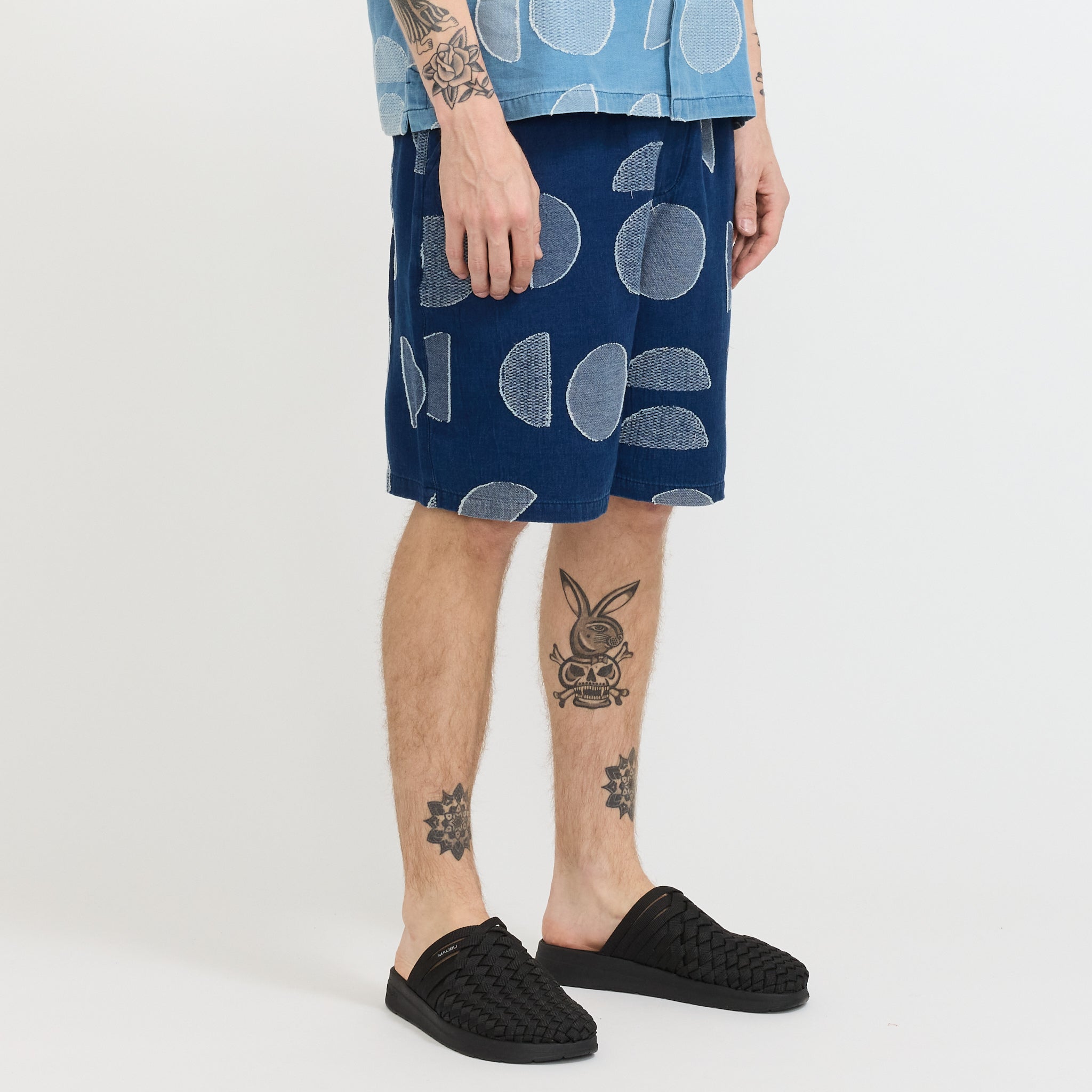 Relaxed Fit Shorts Indigo Circle Jacquard