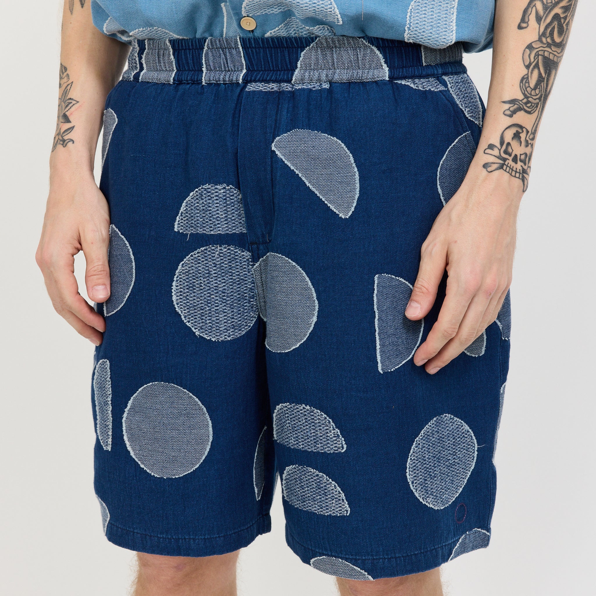 Relaxed Fit Shorts Indigo Circle Jacquard