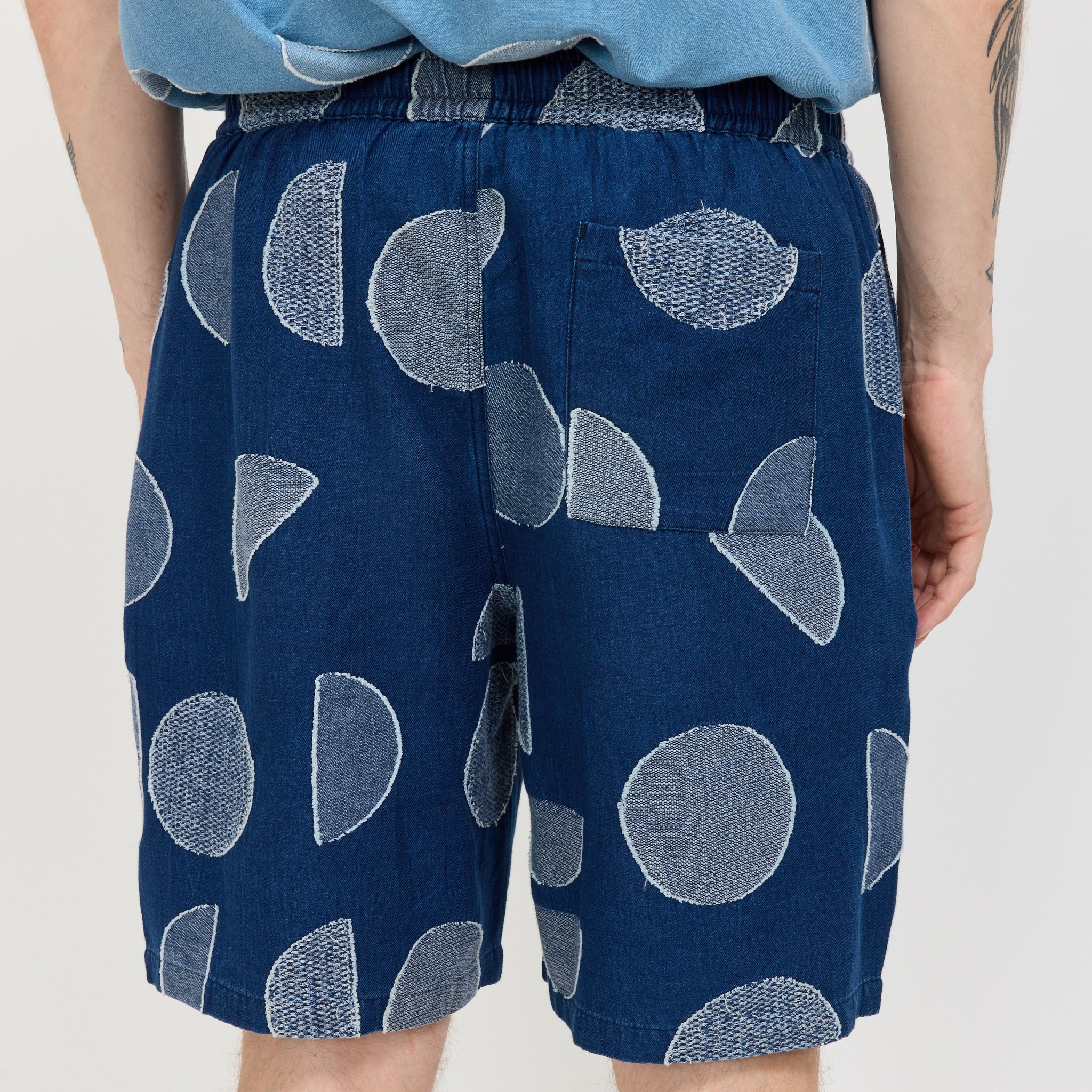 Relaxed Fit Shorts Indigo Circle Jacquard