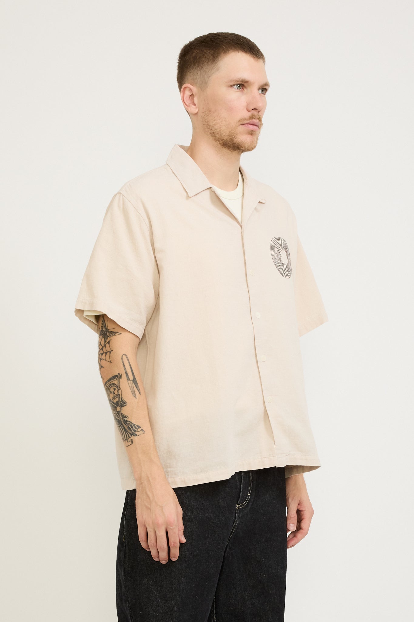 Relaxed Soft Collar Shirt Light Stone