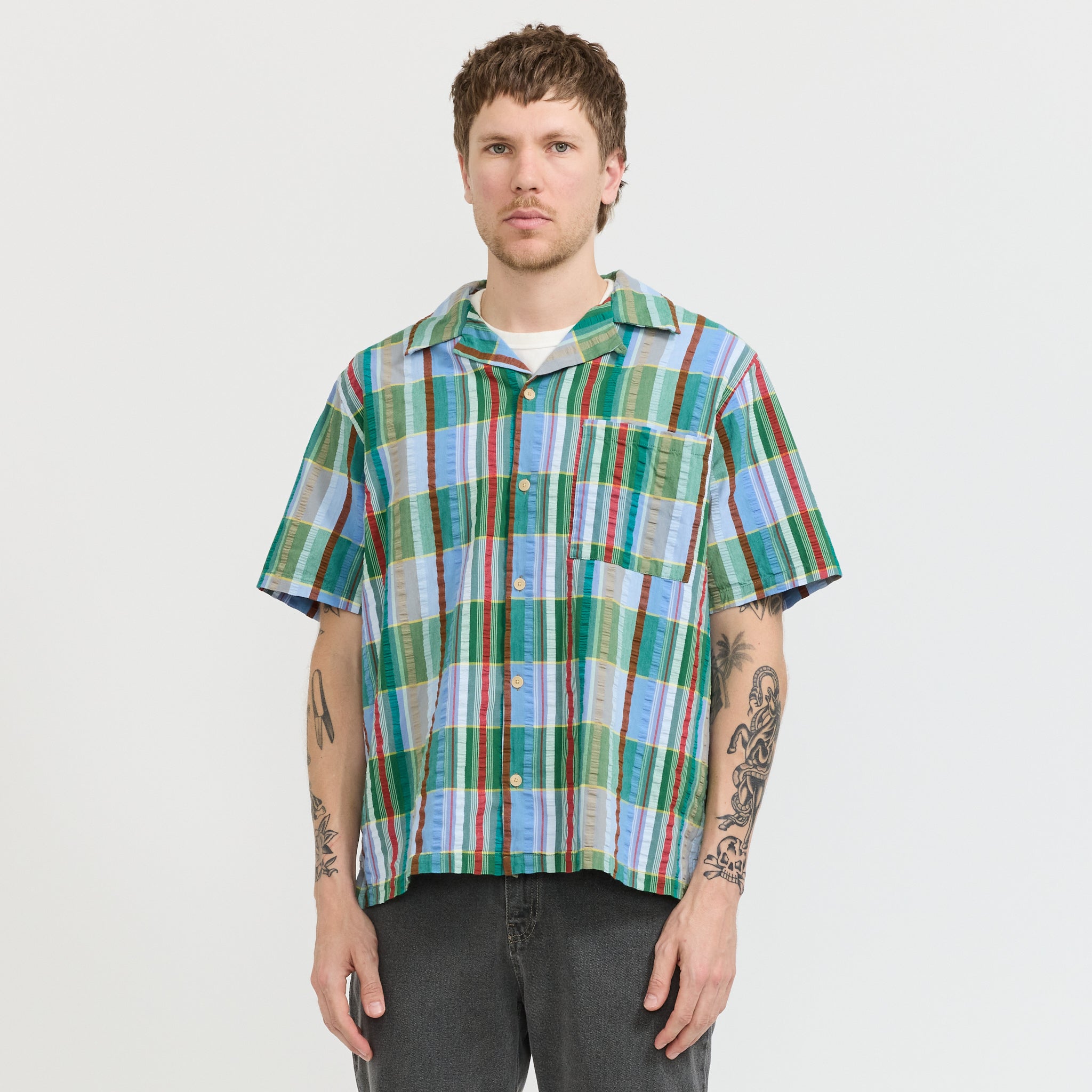 Relaxed Soft Collar Shirt Multi Check