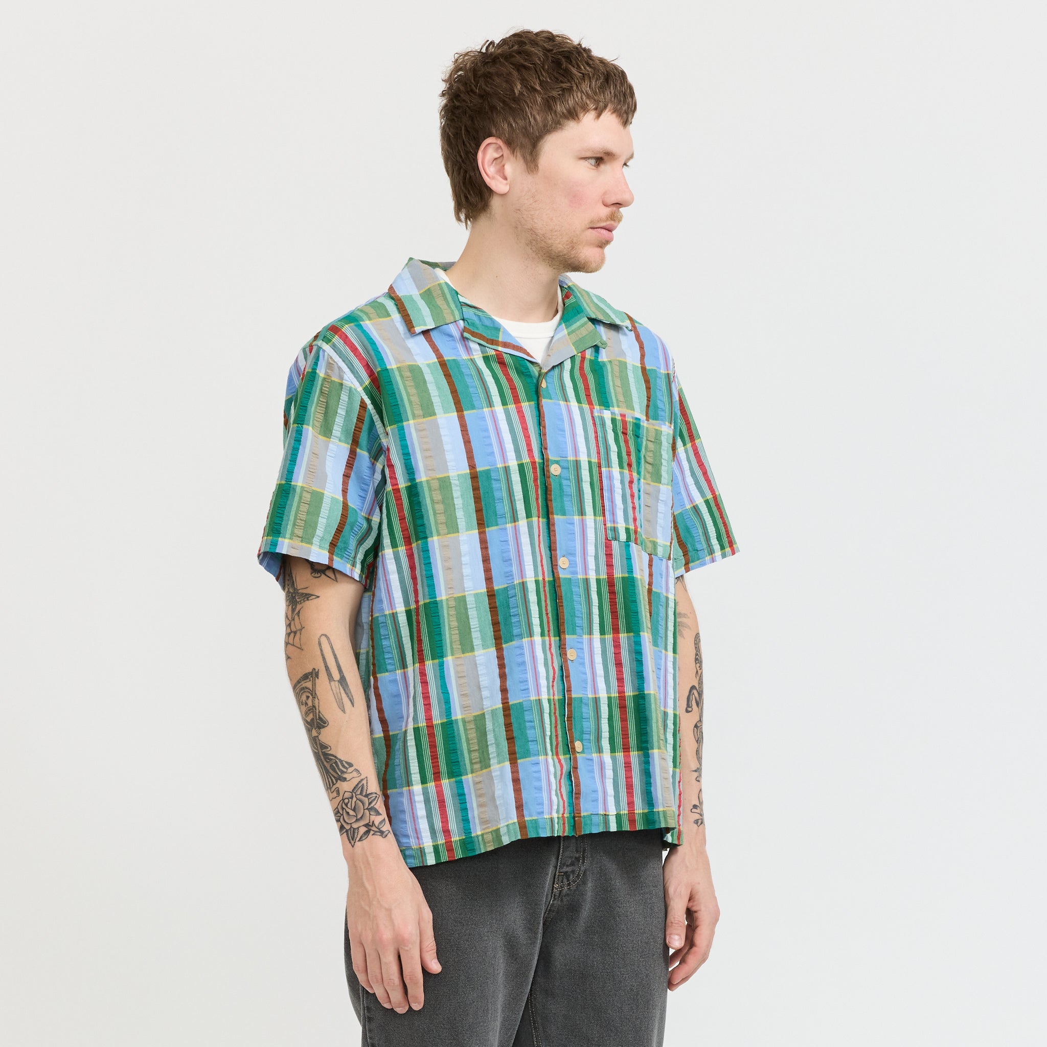 Relaxed Soft Collar Shirt Multi Check