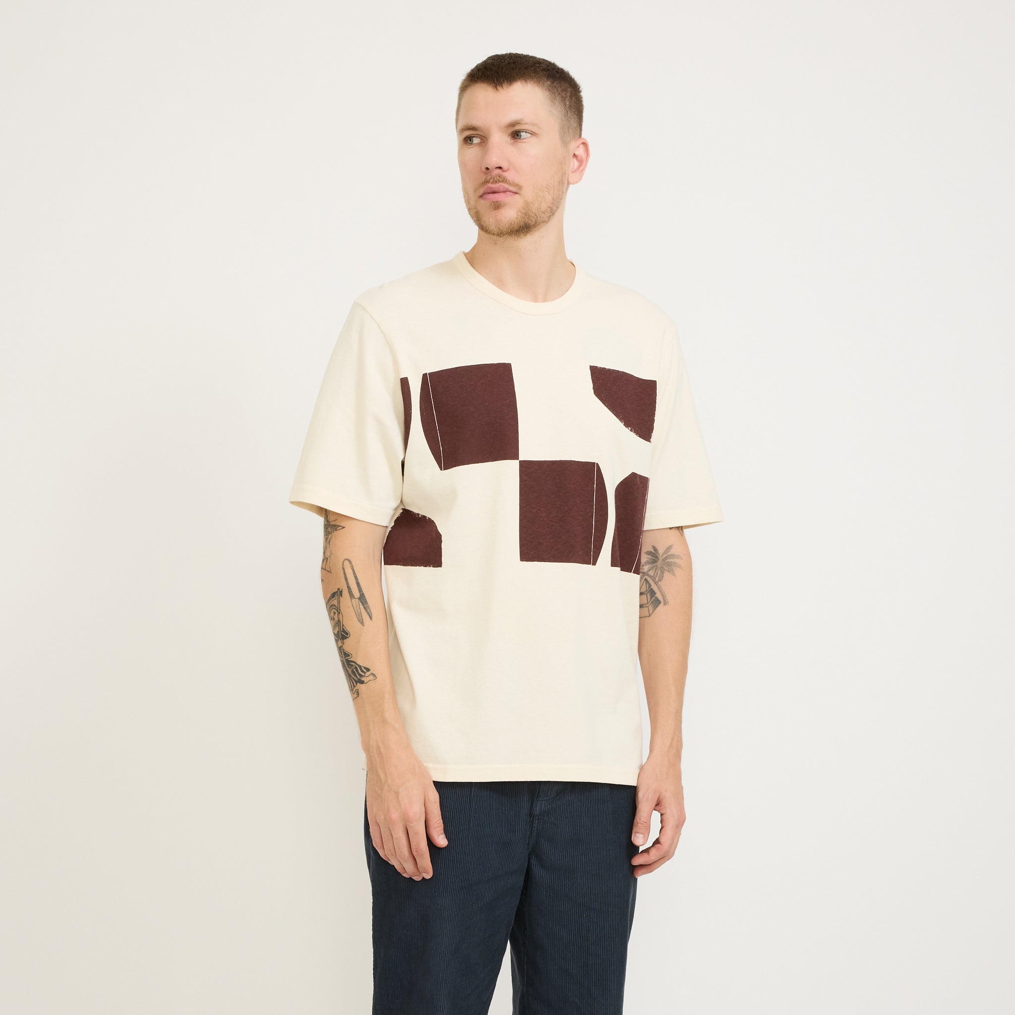 Relaxed Tee Ecru Tile Print KG