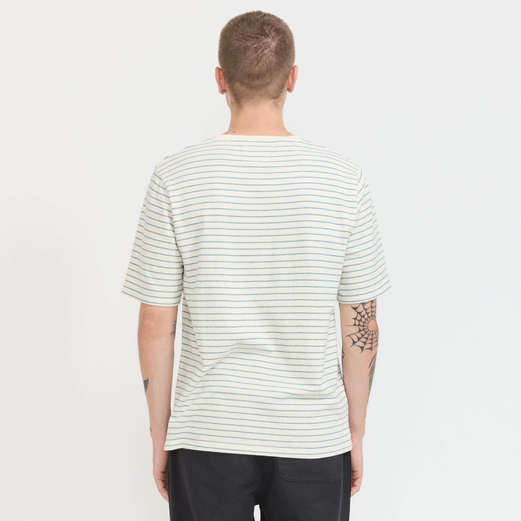SS Textured Stripe T-Shirt Ecru/Misty Green