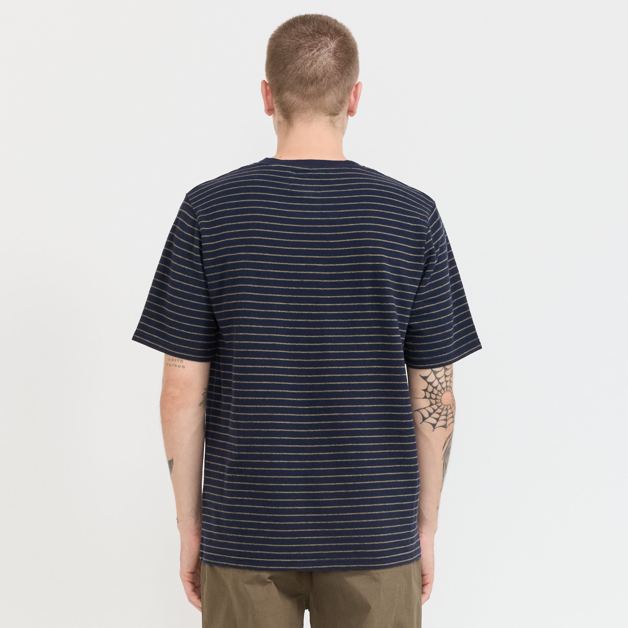 SS Textured Stripe T-Shirt Navy/Olive